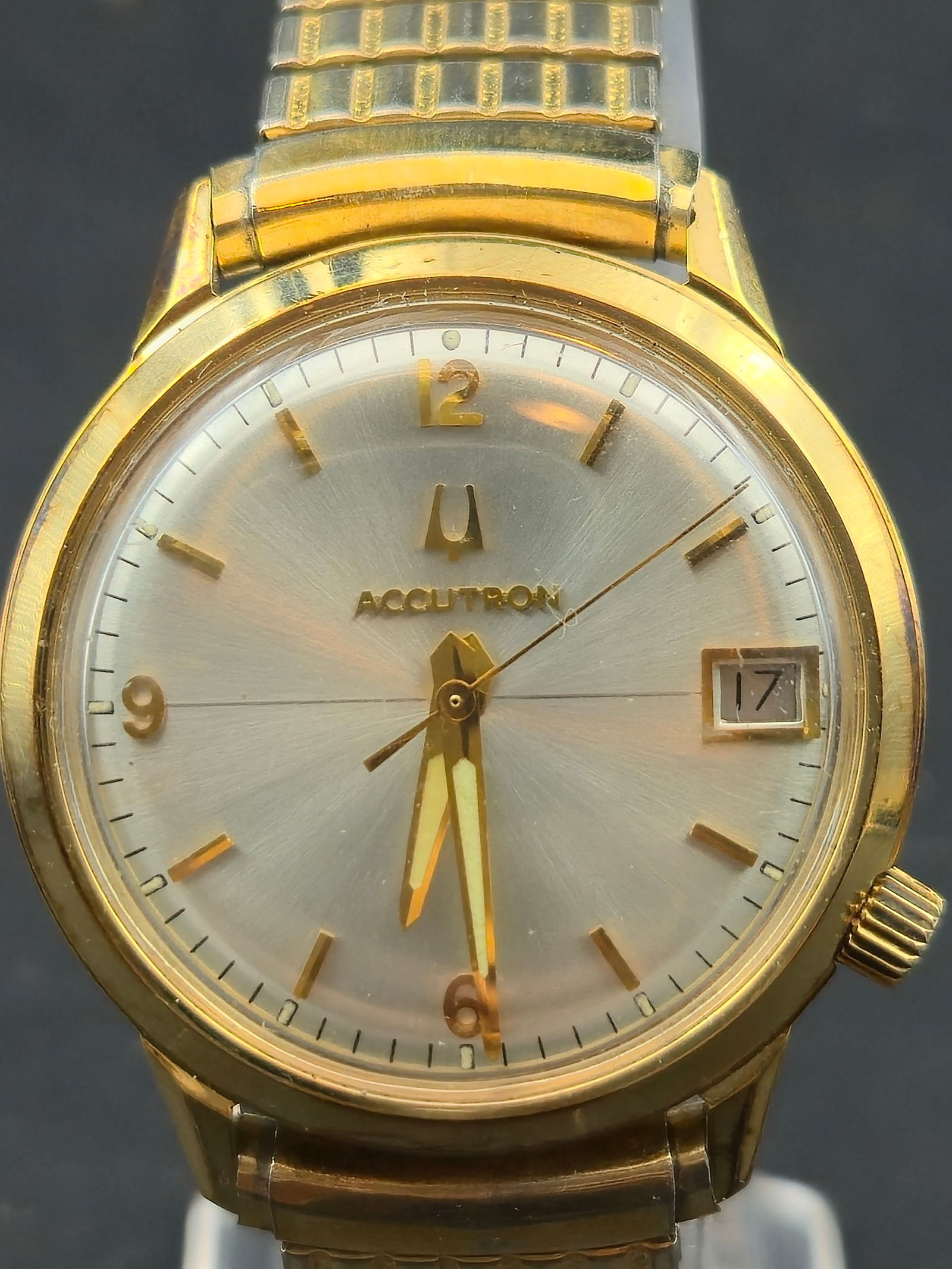1976 Bulova Accutron N6 34mm Gold Electroplate 10KT RGP Back Date Engraved Running New Battery (1 of 9)