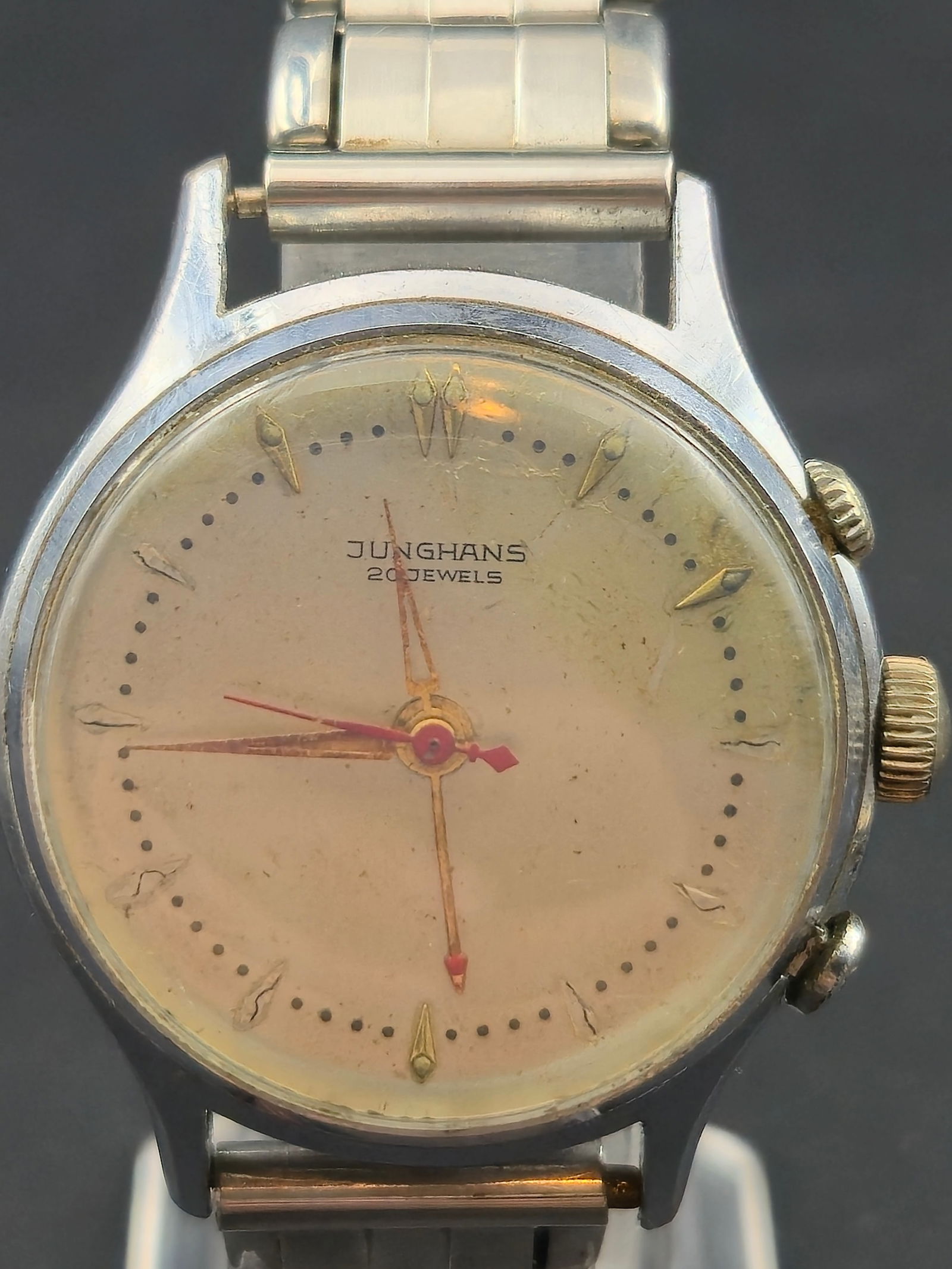 Junghans Cal J89 Alarm 20 Jewels 35mm Steel Case Dual Crown Vintage Untested (1 of 10)