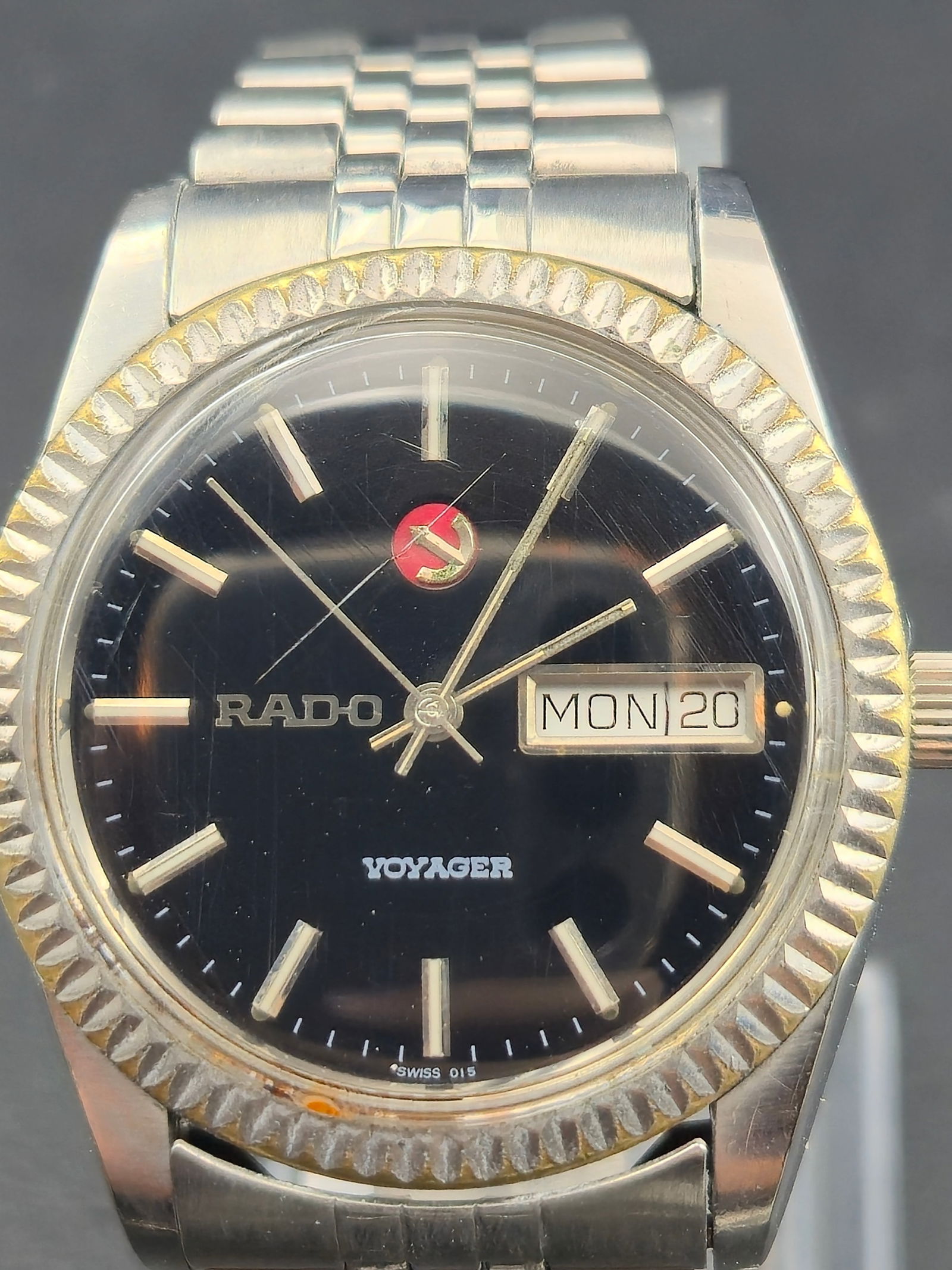 Rado Voyager 36mm Day Date Black Dial Gold Fluted Bezel Automatic Runs (1 of 8)