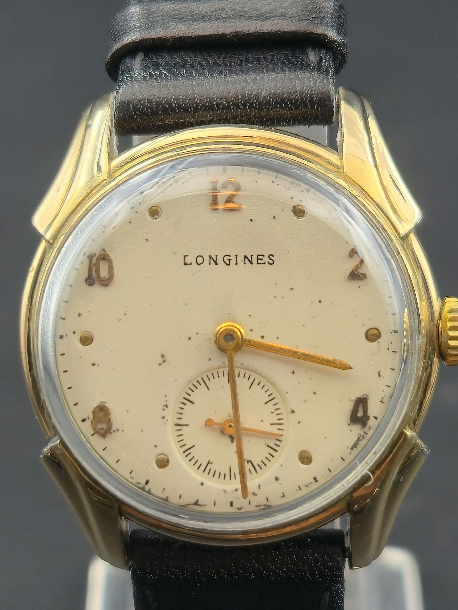 1950s Longines Wittnauer 10K Gold Filled 30mm Cal 10L 17J Sub Seconds Fancy Lugs Running (1 of 13)