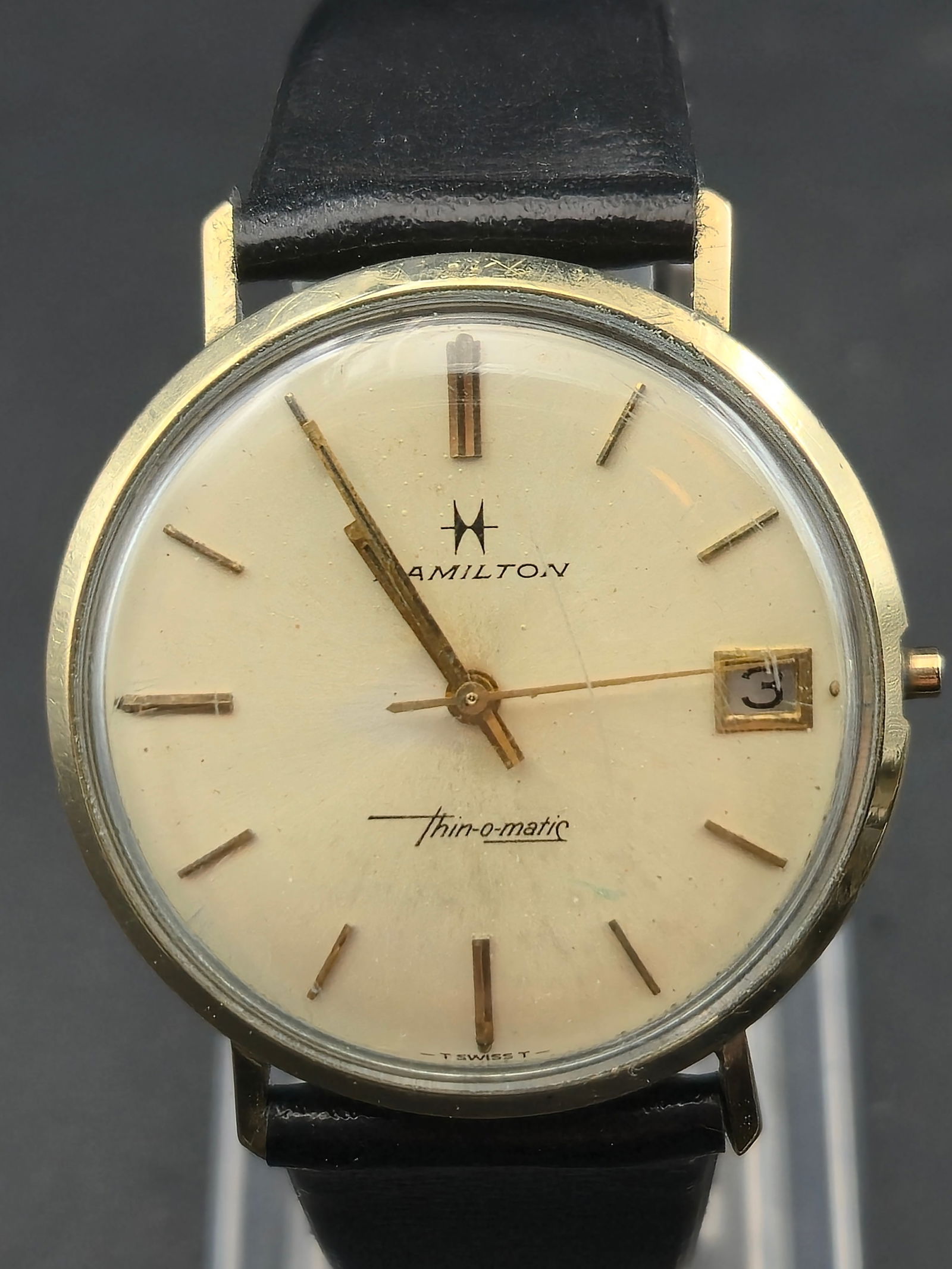 1960s Hamilton Thin o matic Micro Rotor 629 17J 10K RGP 33mm Date Running (1 of 9)