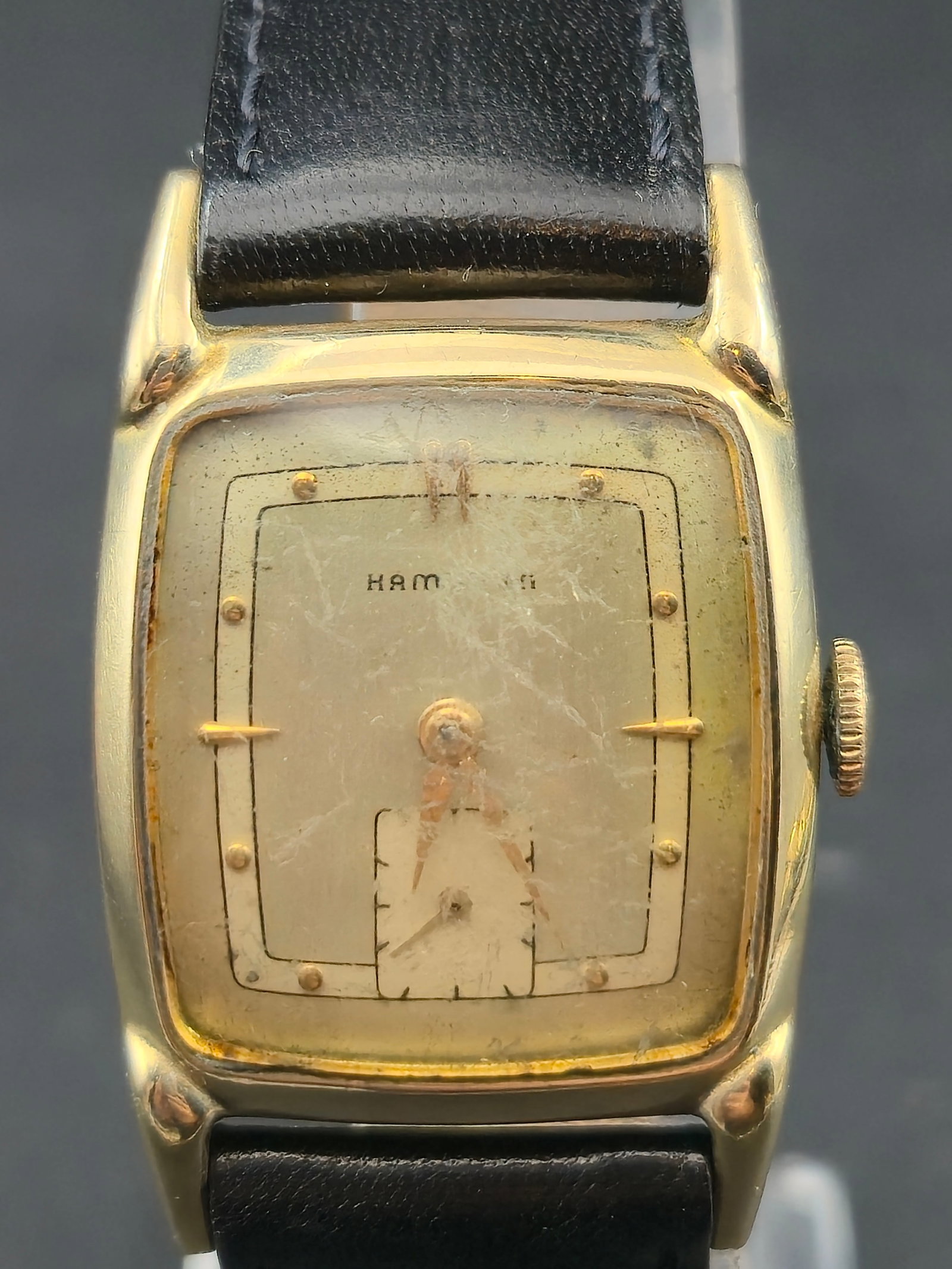 1949 Hamilton Grade 747 14K Gold Filled 17J Curved Case 25mm Vintage Watch (1 of 10)