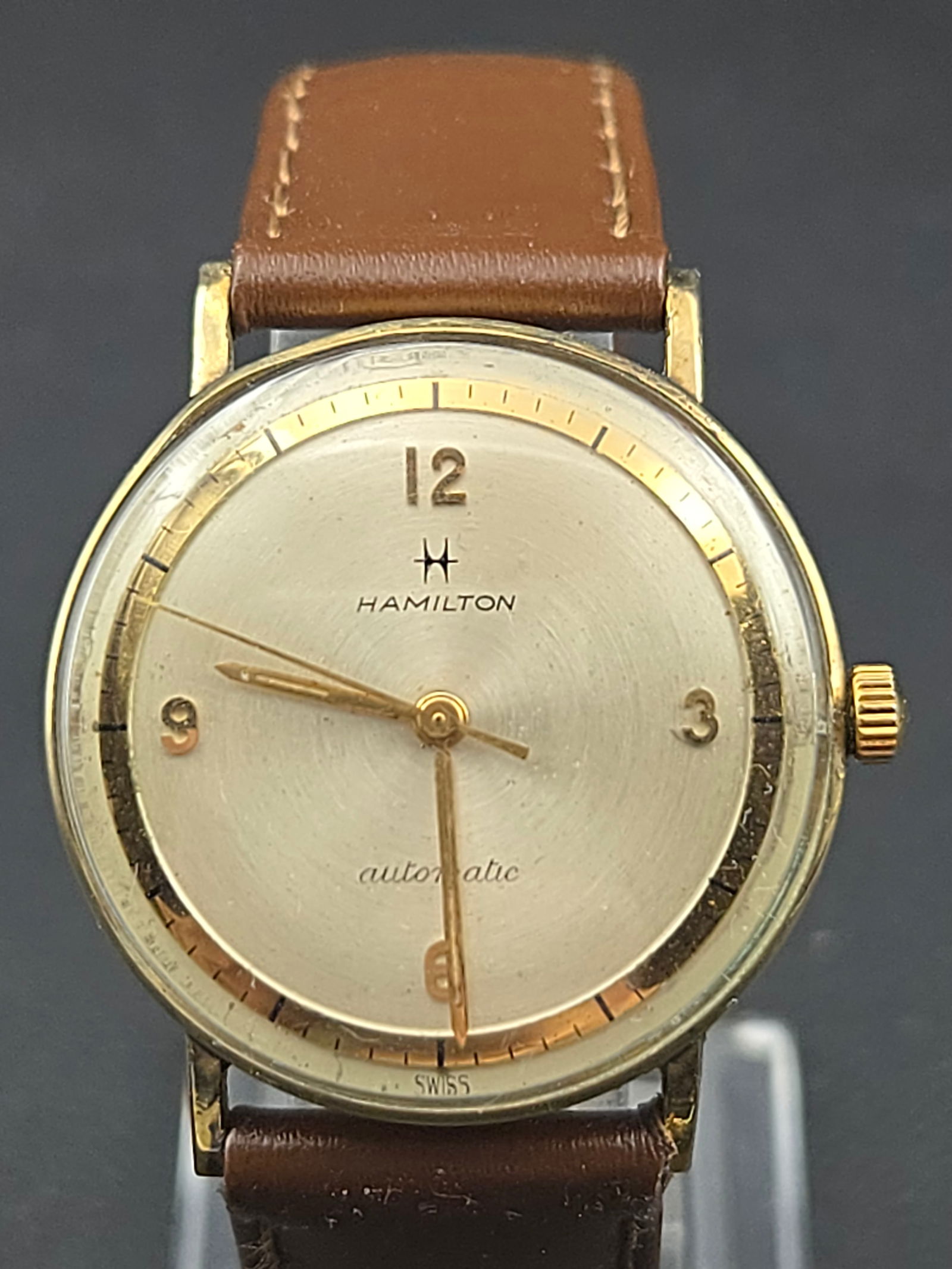 1950s Hamilton Automatic 17J Swiss Full Rotor 10K RGP Bezel Stainless Back Running (1 of 9)