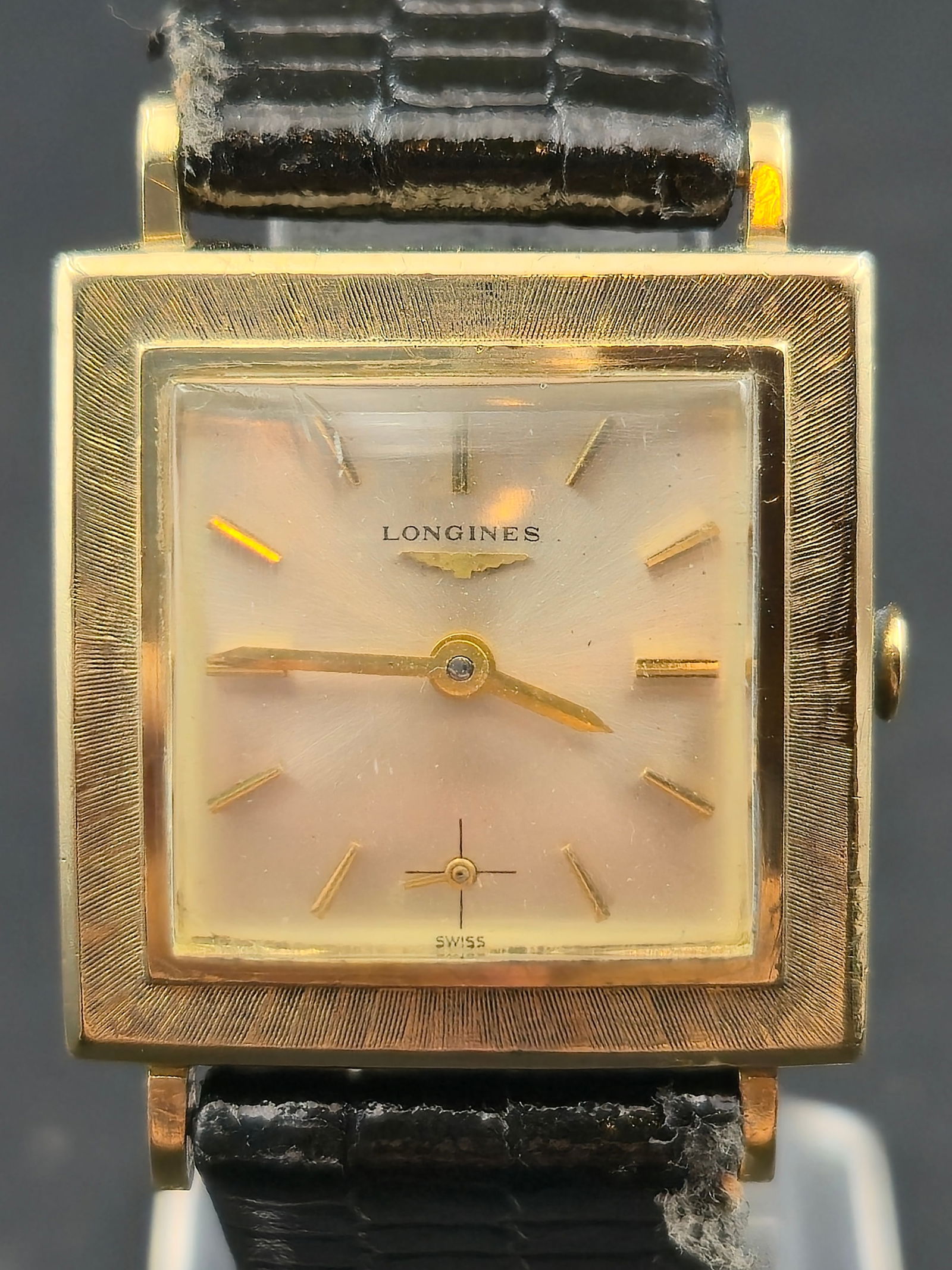 Longines 10K Gold Filled 25mm Square Vintage Swiss 17J Small Seconds Art Deco (1 of 10)