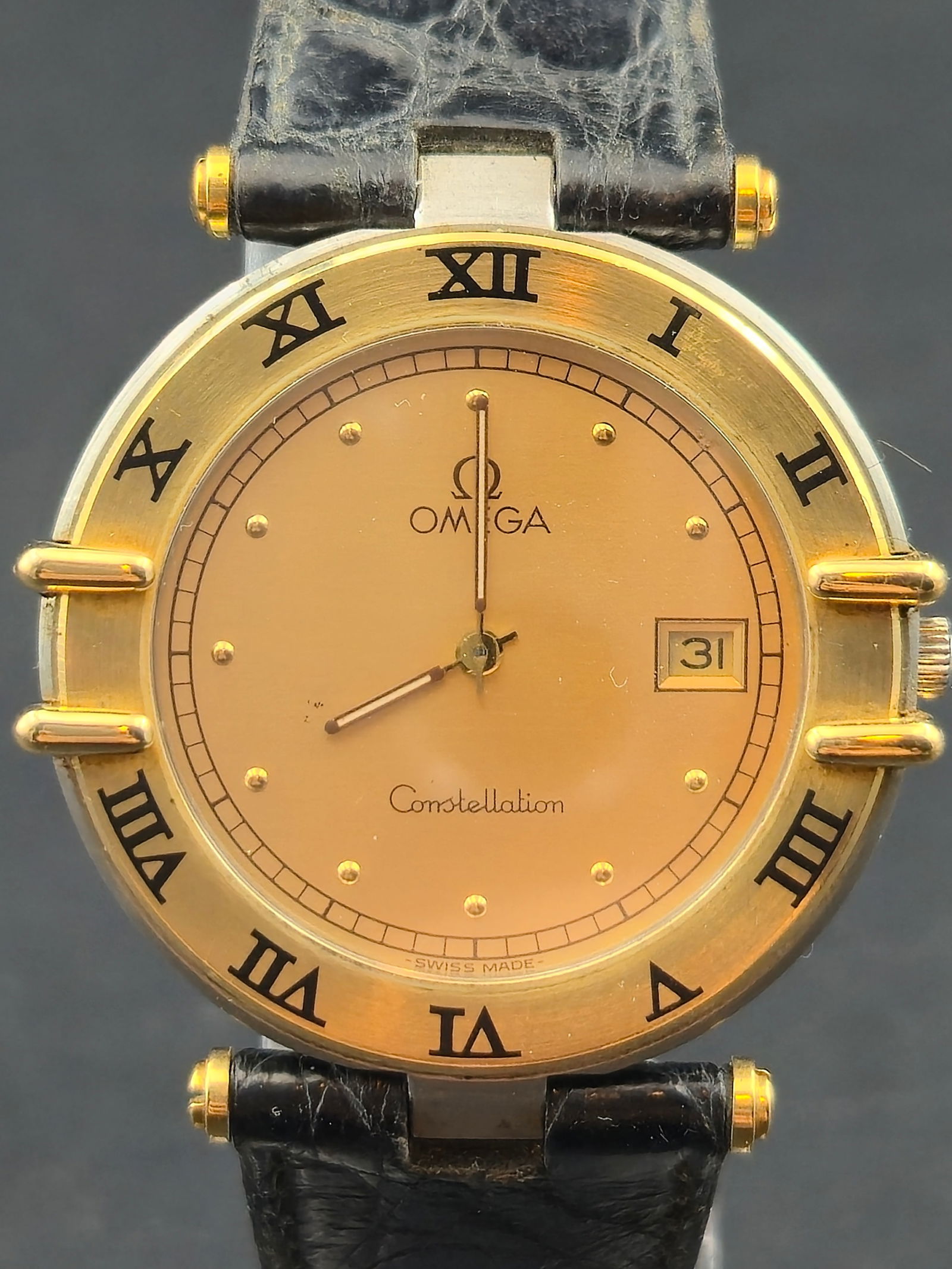 1991 Omega Constellation Quartz Steel Gold 31mm Date Roman Bezel Running (1 of 12)
