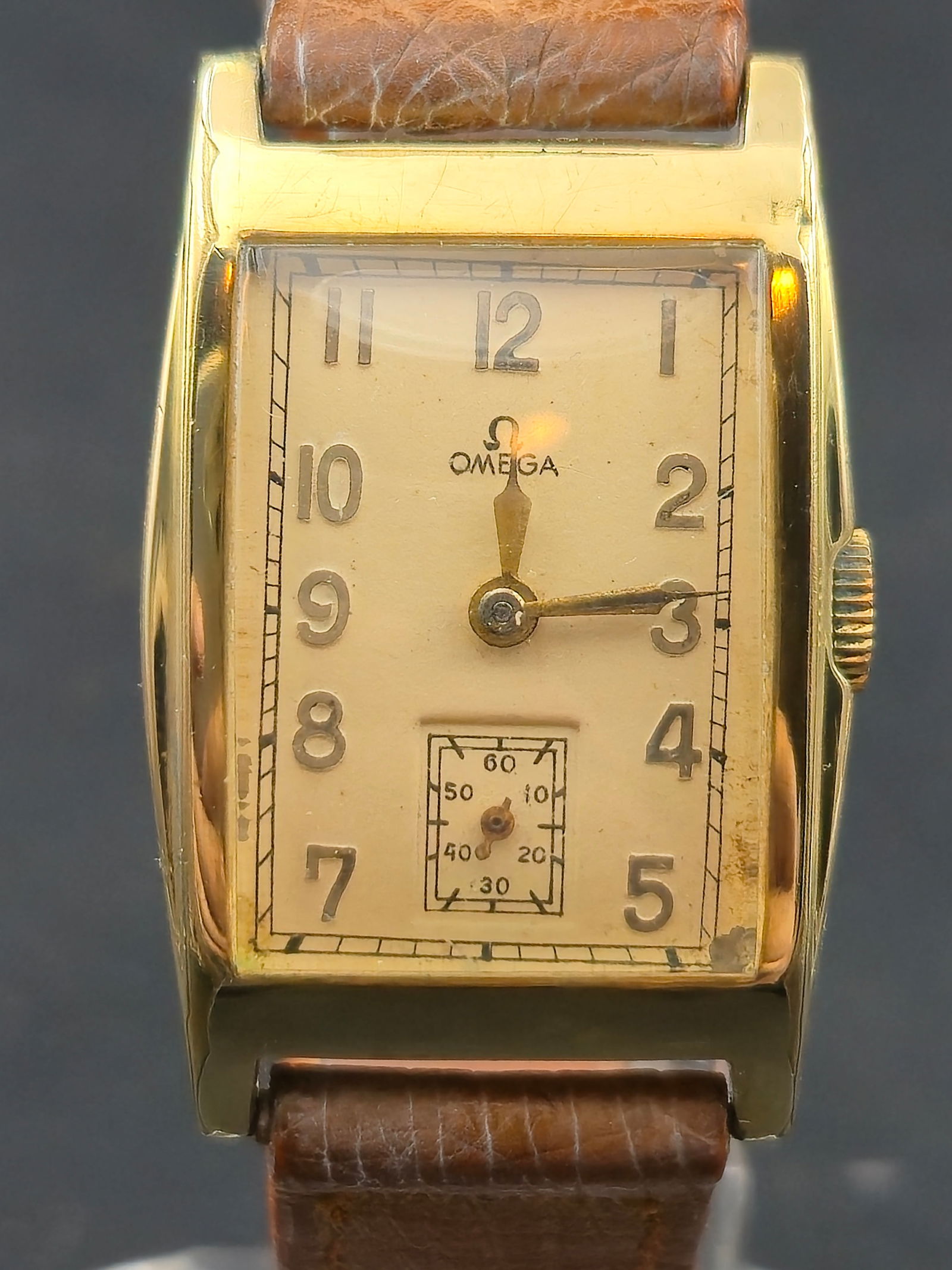 1930s Omega Tank Sub Seconds 14K Gold Filled 23mm Manual Wind 15J Running (1 of 10)