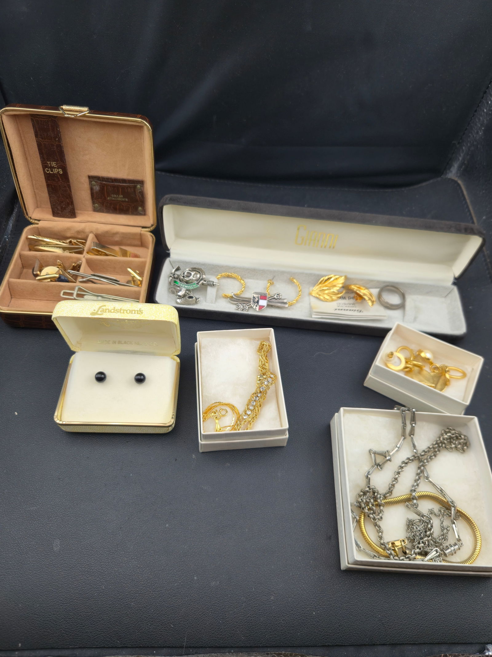 Mixed Jewelry Lot Tie Clips Cufflinks Earrings Bracelets Garmisch Souvenir Black Hills Box (1 of 8)