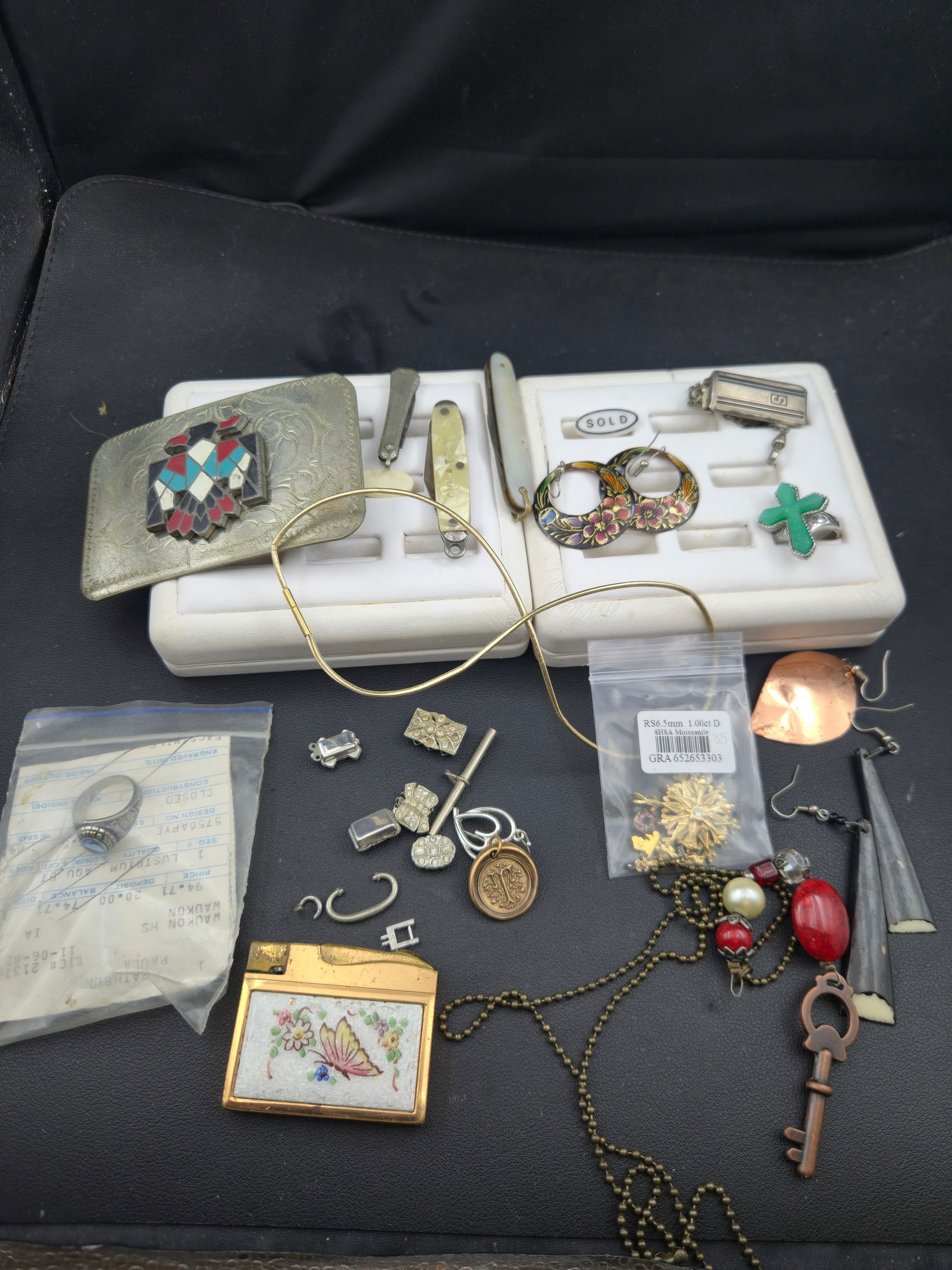 Vintage Jewelry & Accessories Lot Monet Trifari Belt Buckle Lighter Knives (1 of 6)