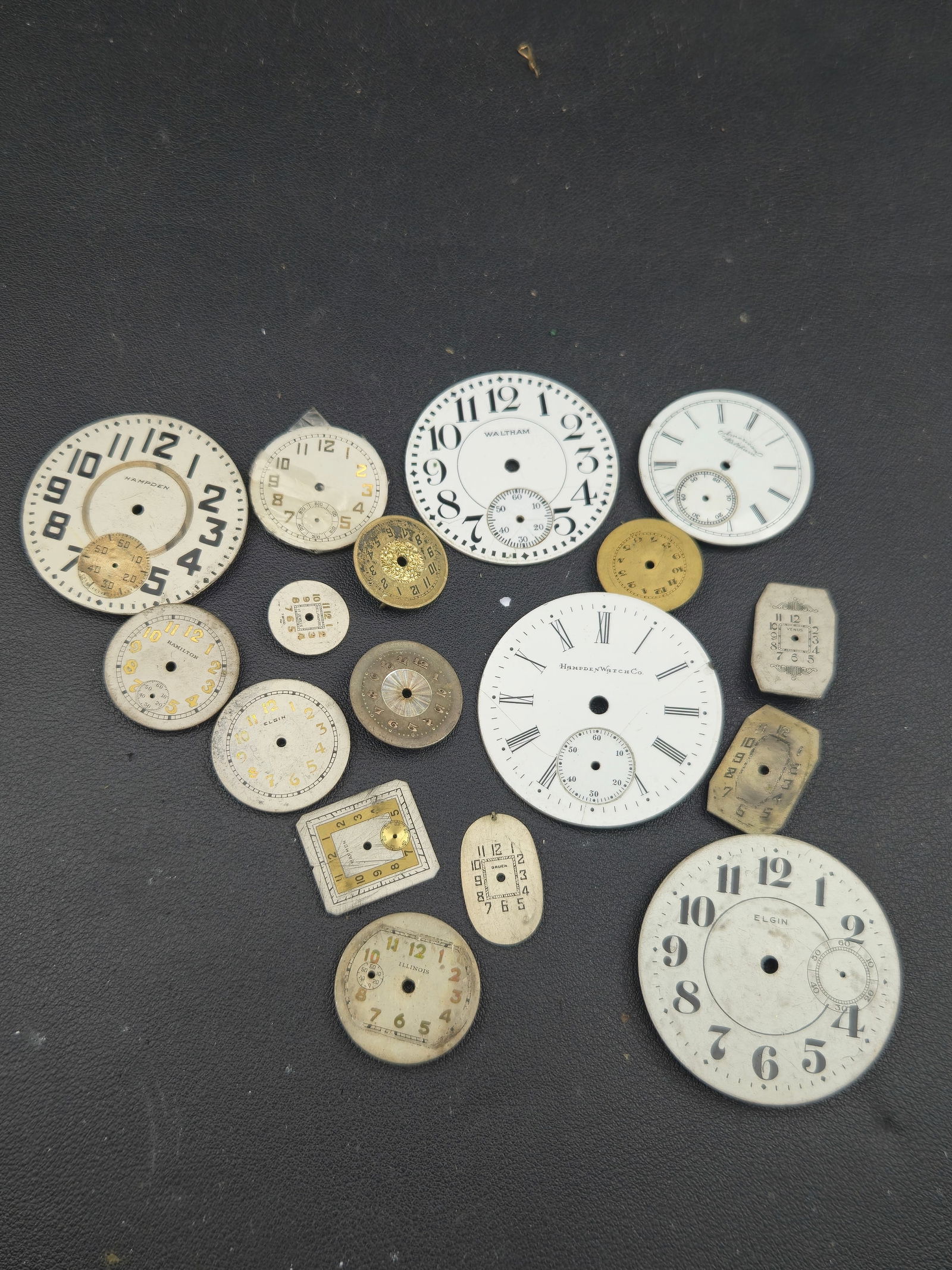 Antique Pocket Watch Dial Lot Elgin Waltham Hampden Hamilton Illinois Parts (1 of 6)