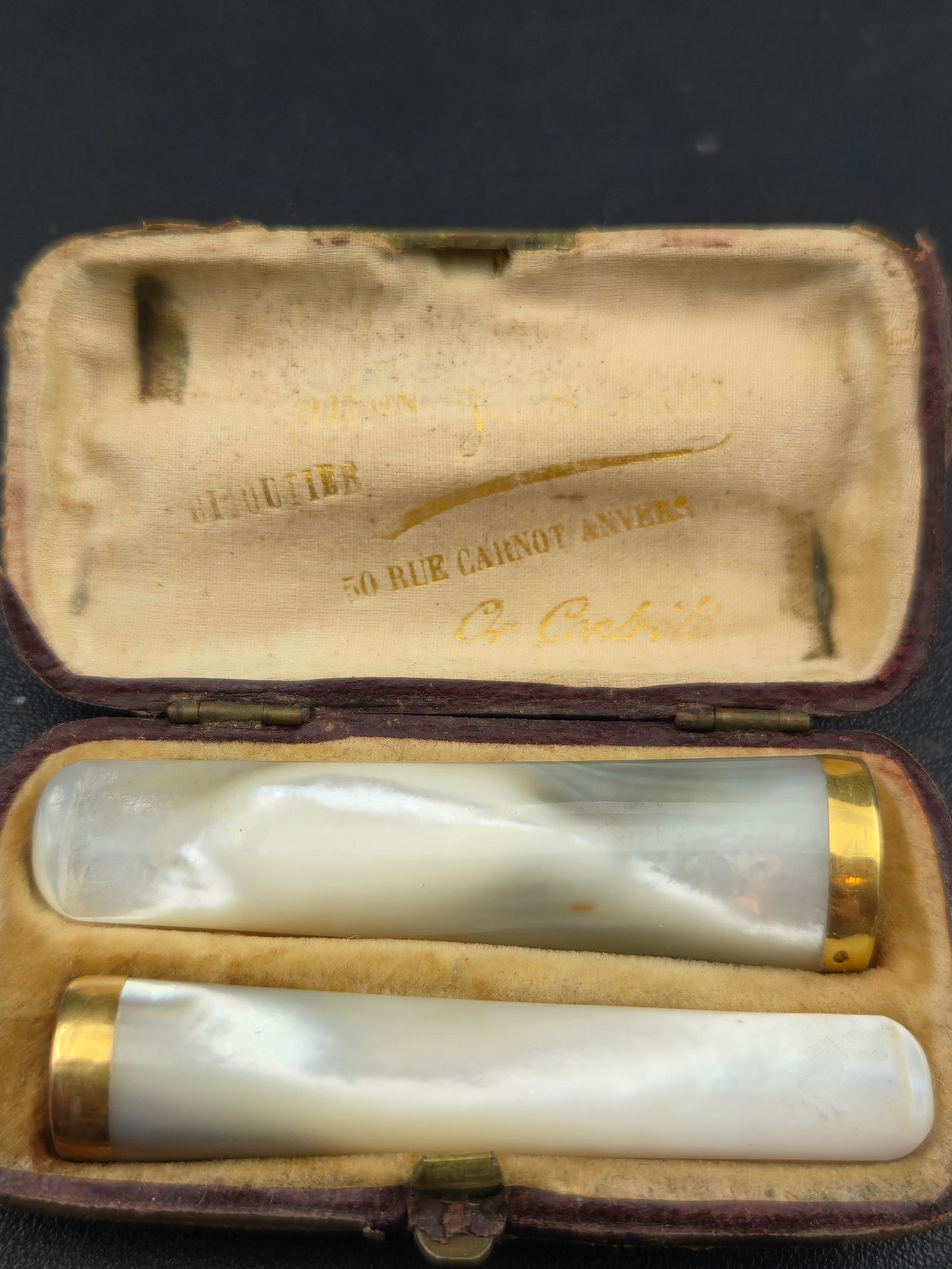 Antique Mother of Pearl Cigar and Cheroot Holder Set Anvers in Case (1 of 7)