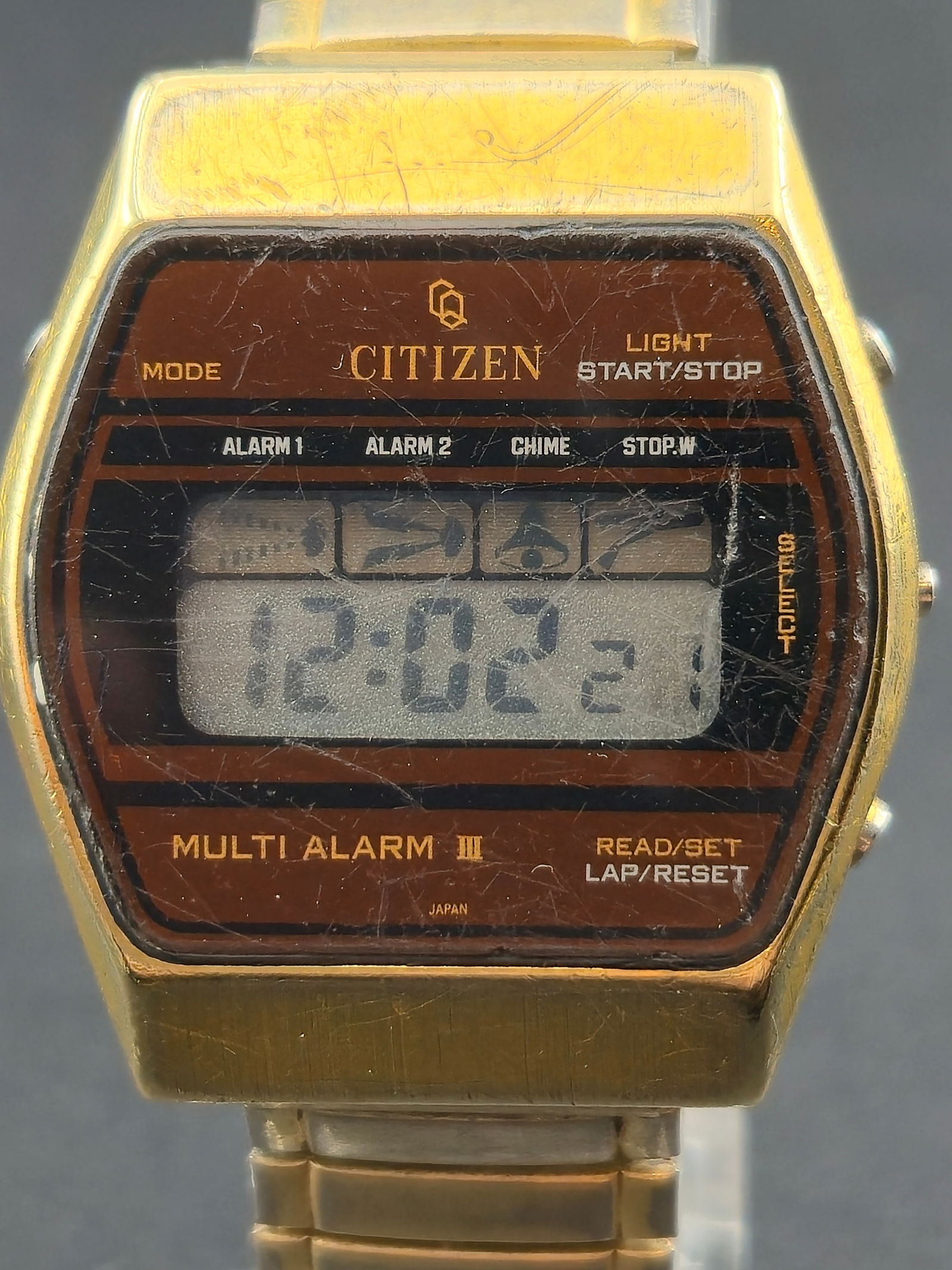 1980s Citizen Multi Alarm III GN-4-S 41-8020 34mm Base Metal Digital Watch New Battery (1 of 7)