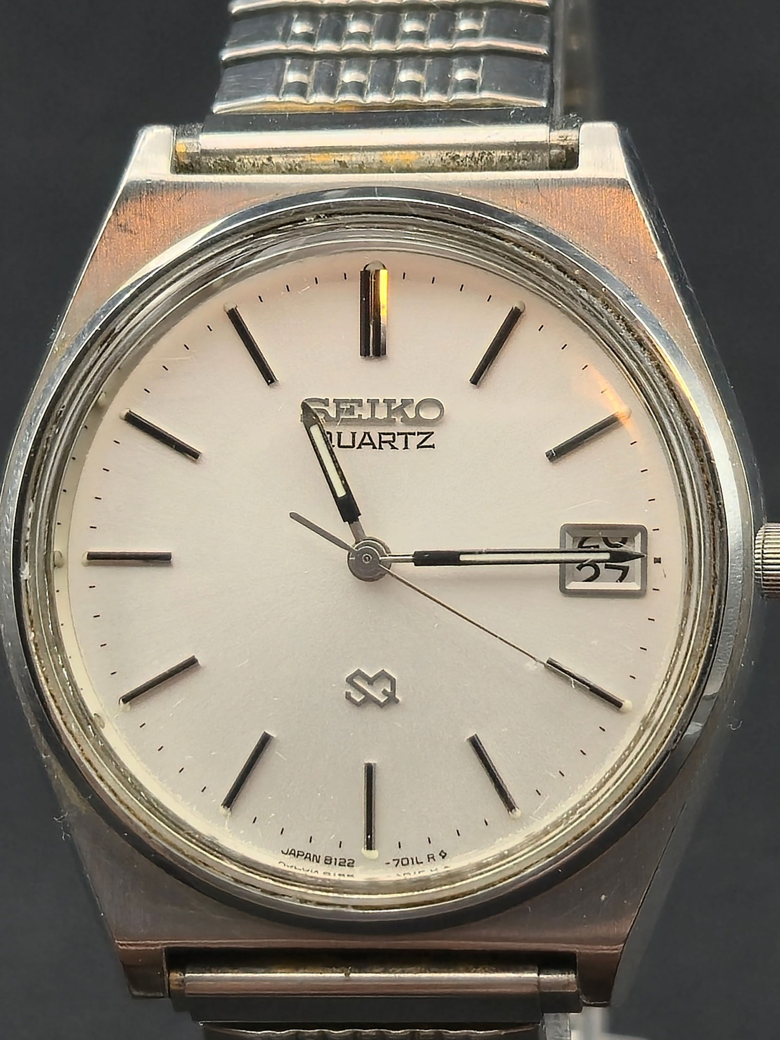1983 Seiko 8122-7019 34mm Stainless Steel Quartz Date Watch Original Bracelet Runs (1 of 9)