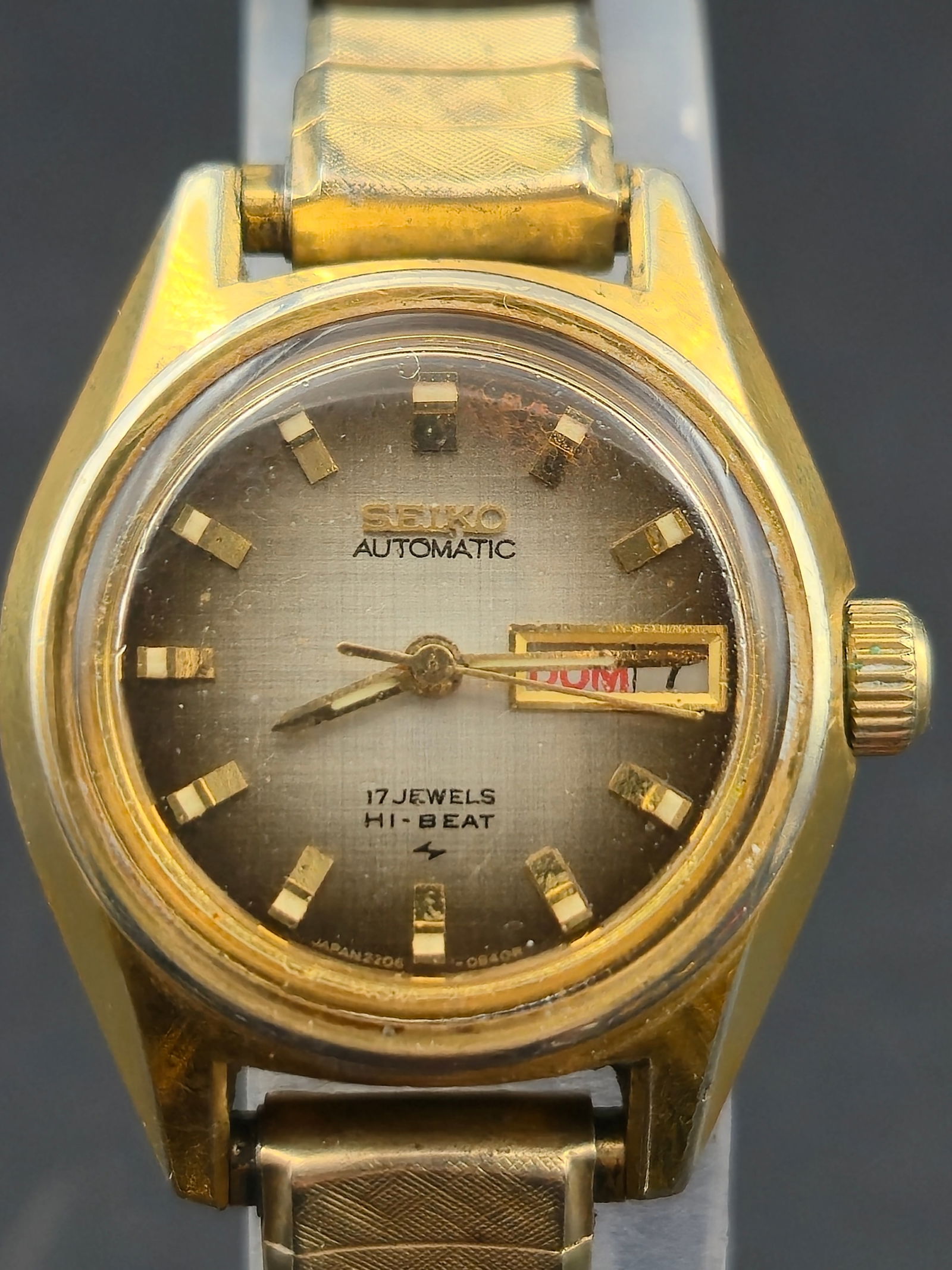 1975 Seiko 2206-0119 24mm Gold Tone 17J Hi-Beat Automatic Day Date Watch (1 of 10)