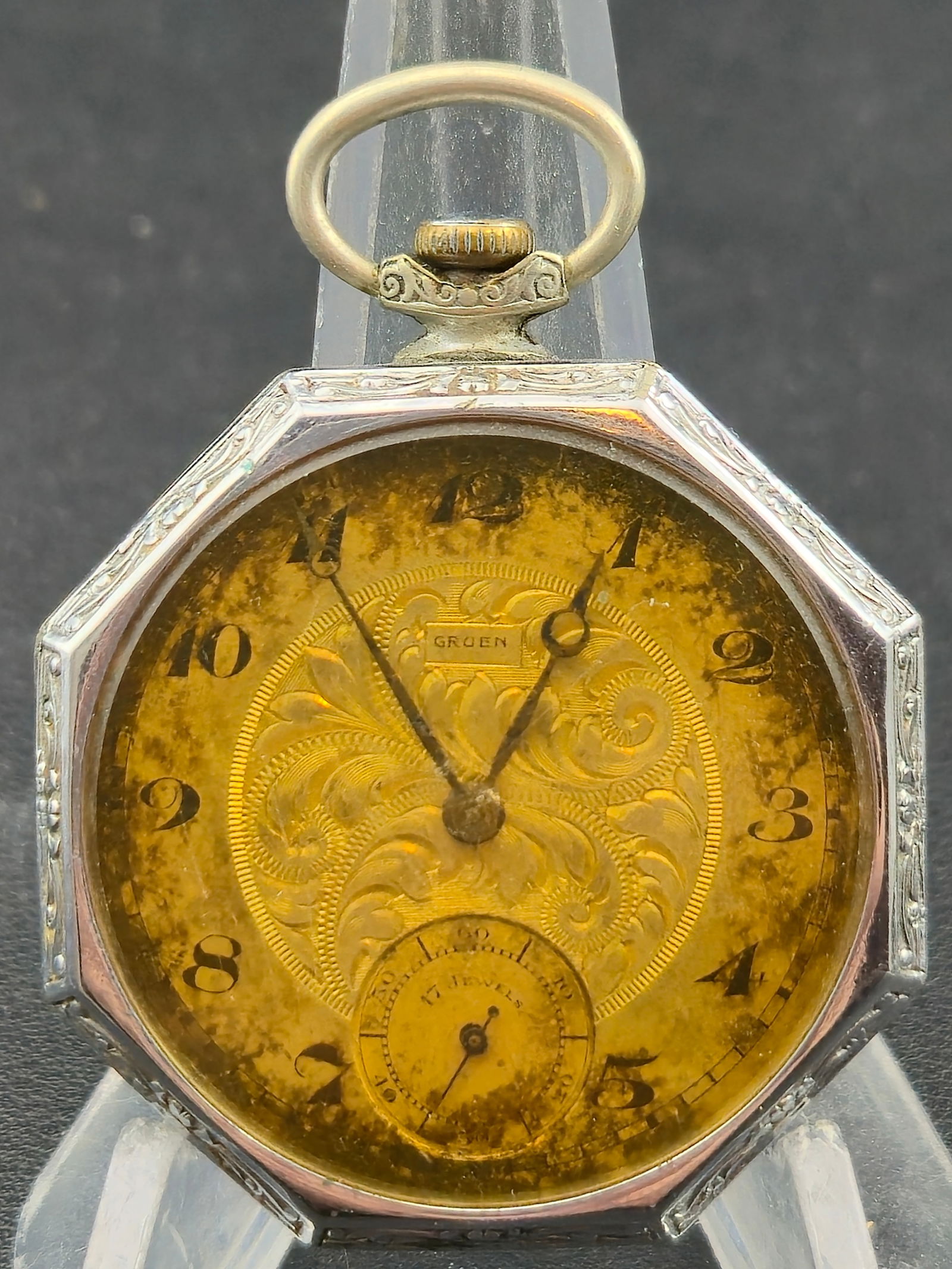 Gruen Guild 17 Jewel Pocket Watch 3 Adjustments Ornate Case (1 of 9)