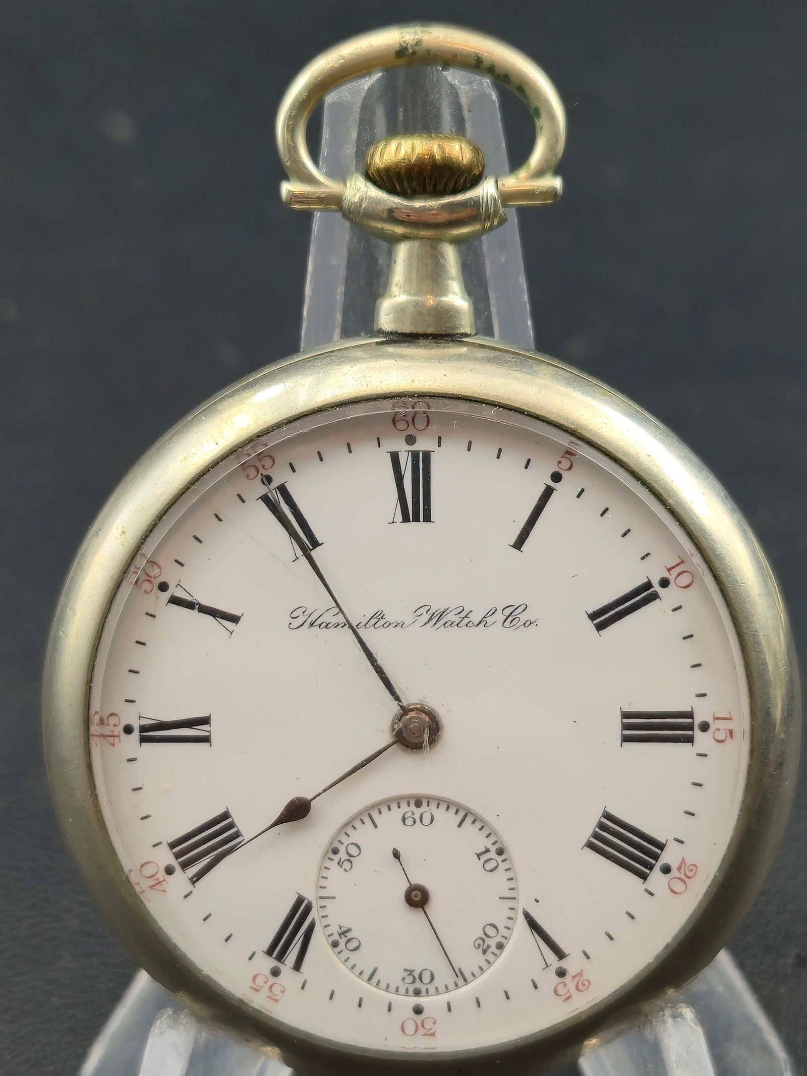 1903 Hamilton Grade 972 Model 1 16s 17J Railroad grade RR Pocket Watch 300015: Hamilton Watch Co Lancaster PA pocket watch with movement serial number 300015. Identified via provided Pocket Watch Database screenshot as Grade 972, Model 1, produced 1903. 16 size, 17 jewels. Movem