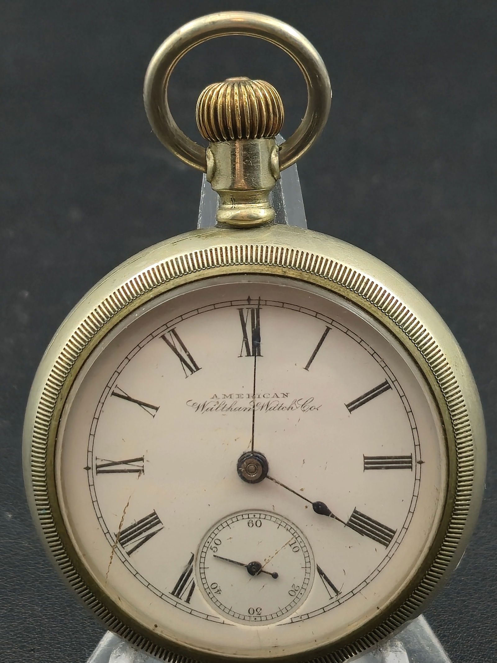1907 Waltham No 81 Model 1883 18s 15j Gilt Full Plate Running: 1907 American Waltham Watch Co Grade No 81 Model 1883 pocket watch, 18 size, 15 jewels, pendant set, gilt full plate movement with Breguet hairspring. Movement serial 15923246. Marked American Waltham