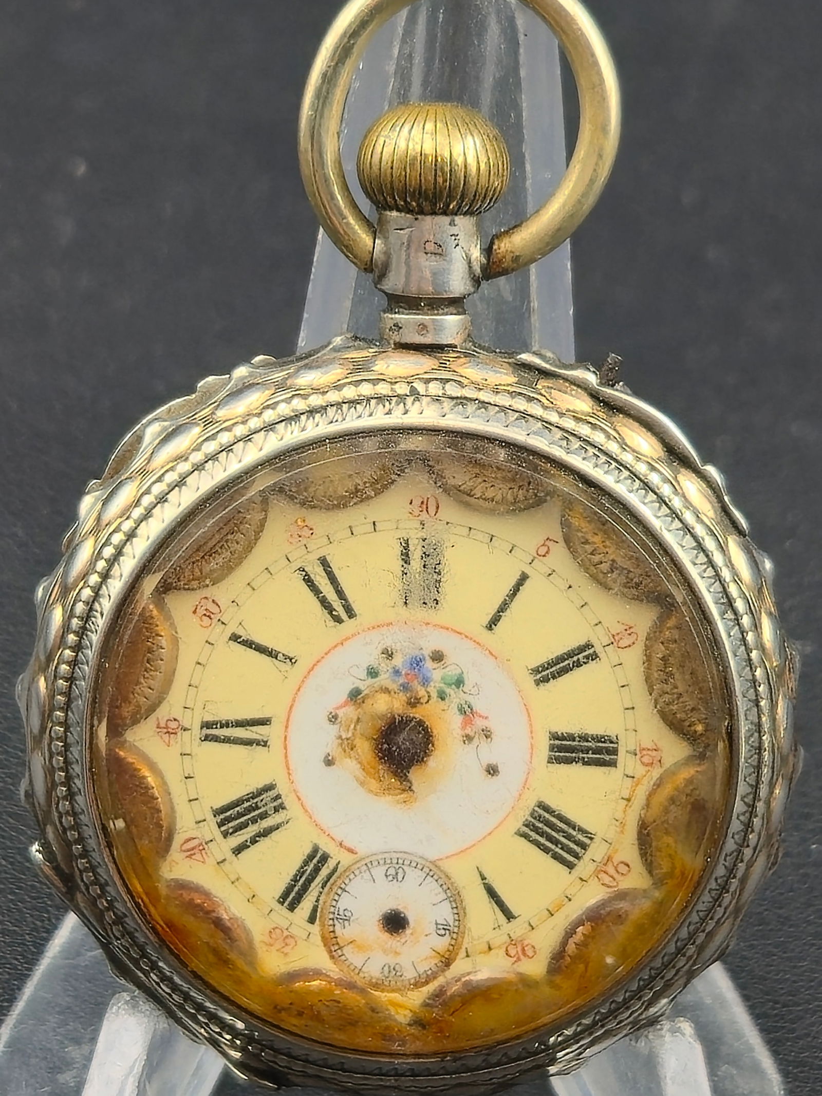 Aemontor Metal Swiss 0.800 Silver 46.55mm Engraved Pocket Watch: Early 20th century Swiss pocket watch housed in an engraved case marked Aemontor Metal.Case interior stamped 0.800 silver with crown hallmark and additional marks visible. Interior serial appears 2998