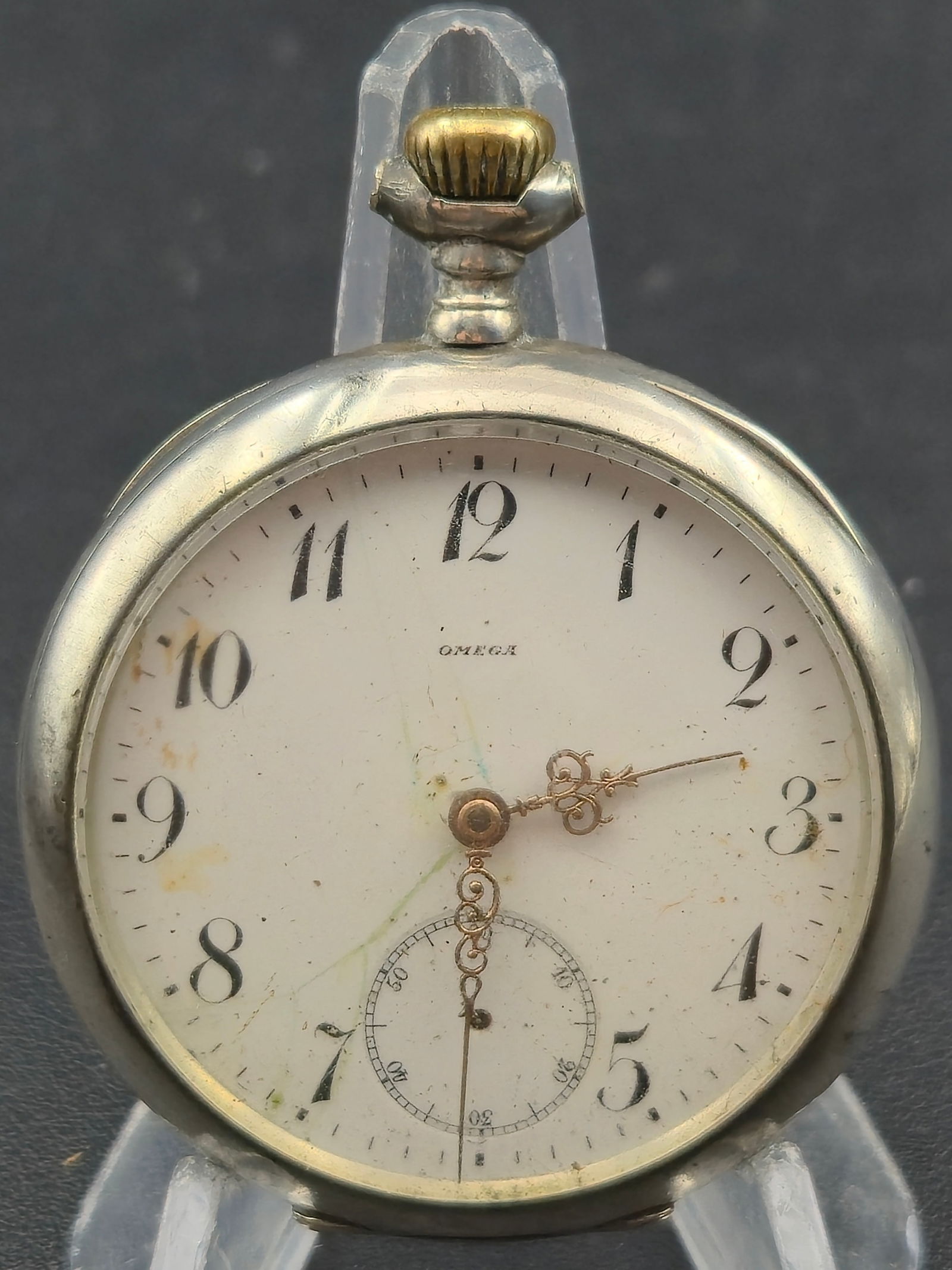 Omega Pocket Watch 0.800 Silver Case Cal 3267101 Paris 1900 51mm Untested c1910s (1 of 13)