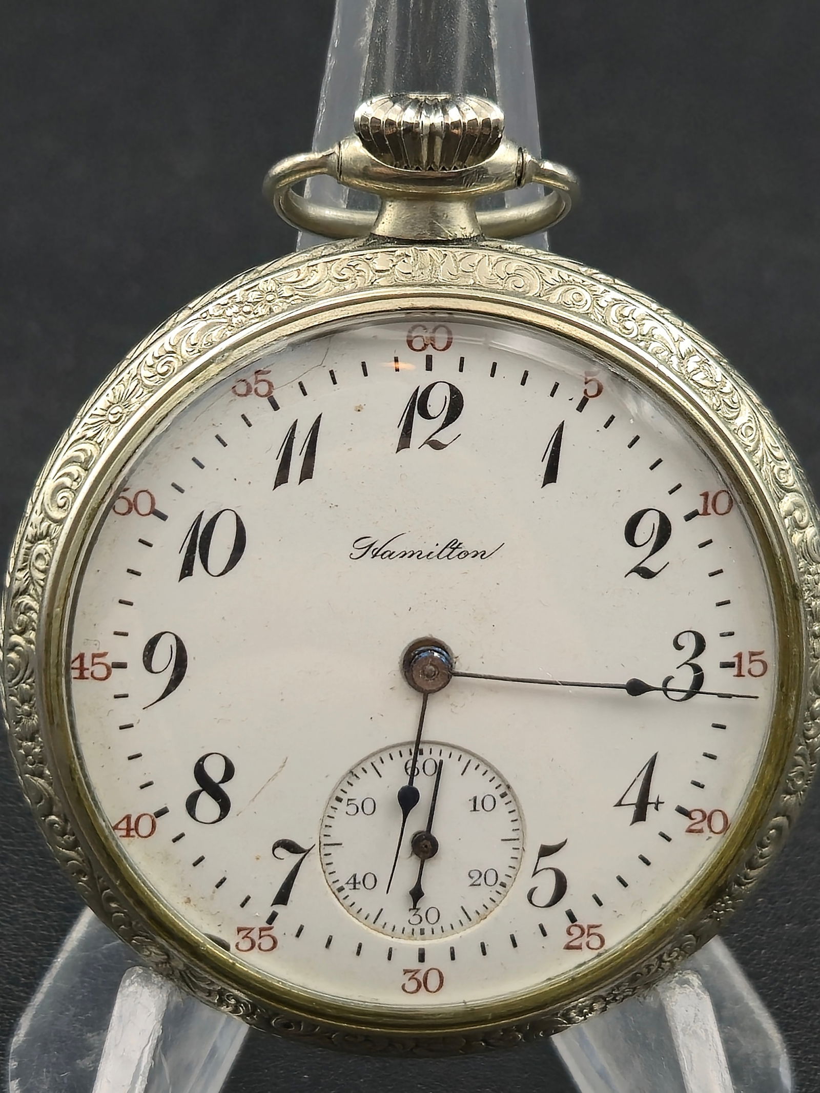 1920 Hamilton Grade 974 16s 17J Pocket Watch 1510800 Silveroid Keystone Case Running (1 of 8)