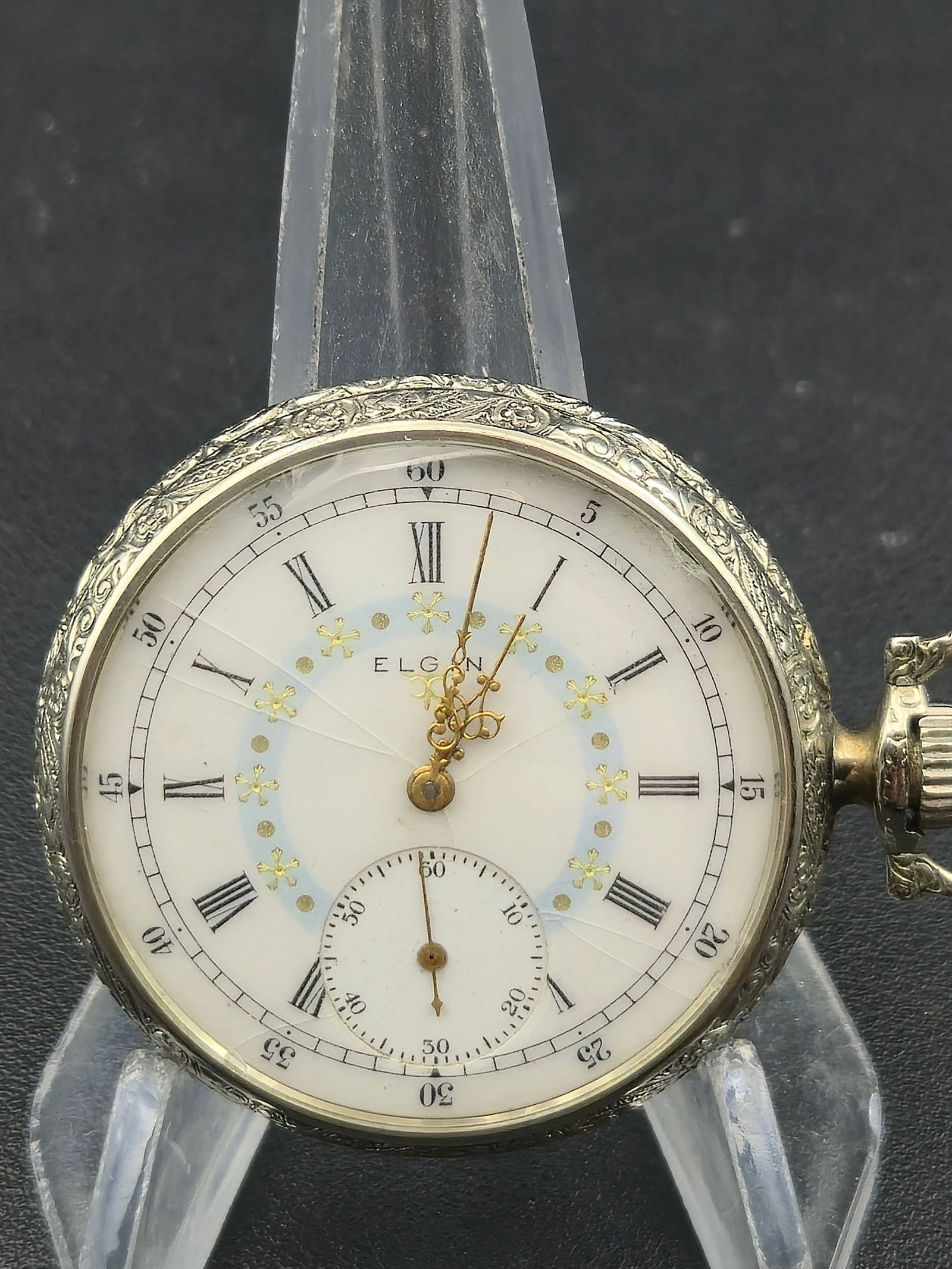 1910 Elgin Grade 314 Model 2 12s 15J Sidewinder Fancy Dial w Box Running (1 of 9)