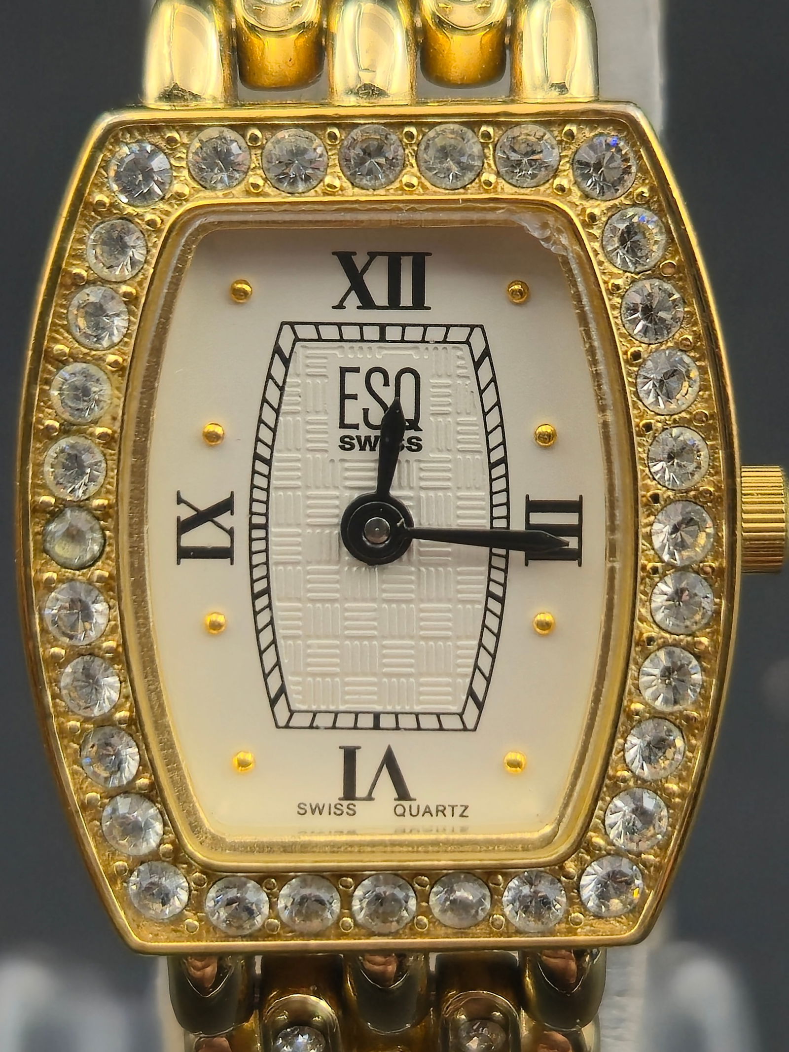 ESQ Swiss ES261 Ladies Diamond Bezel Quartz Watch Gold Tone Bracelet 19mm Swiss Quartz Running (1 of 10)