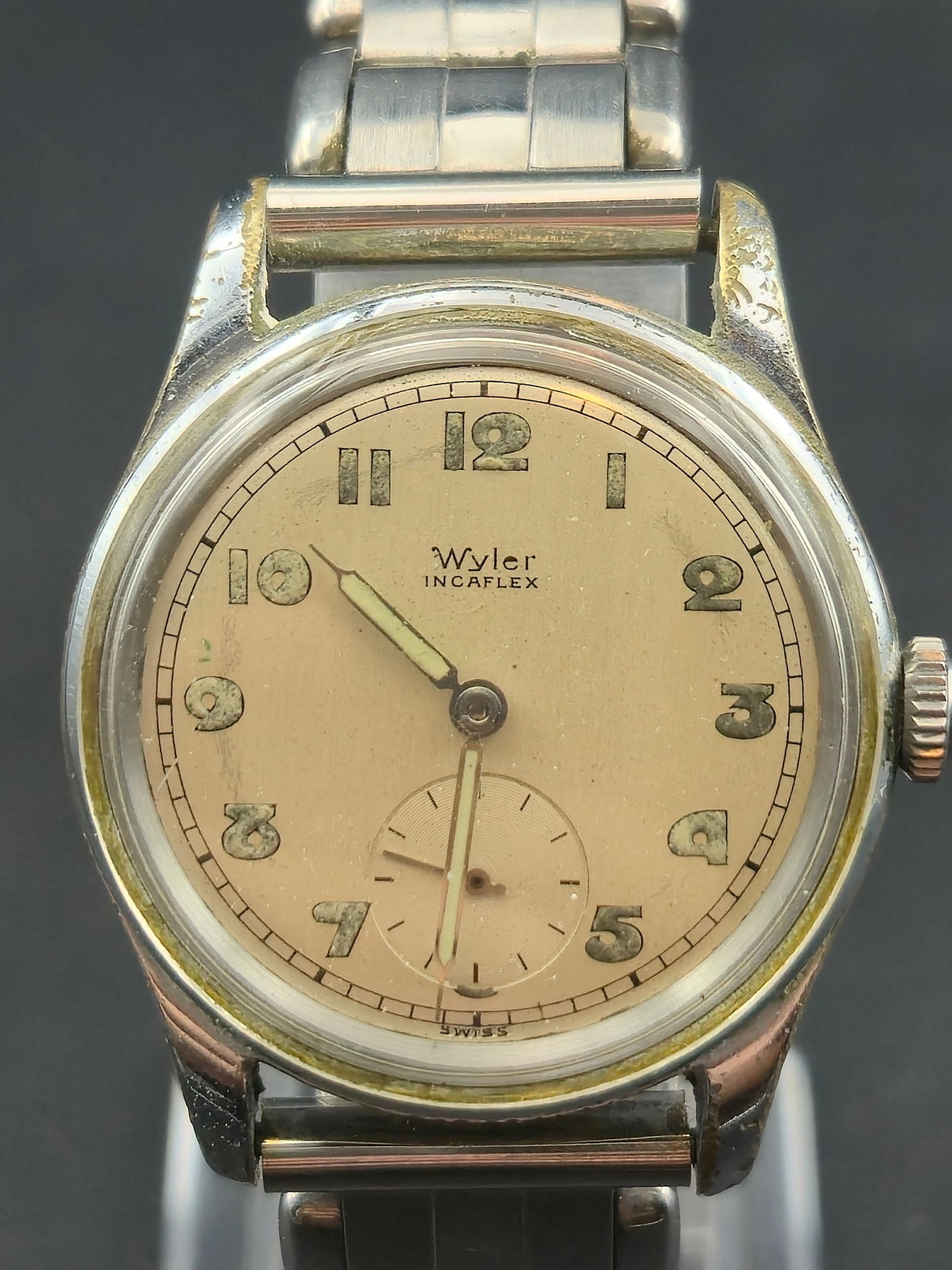 1940s Wyler Incaflex Military Style Dial Sub Seconds 31mm Swiss 17J Mechanical Watch Running (1 of 10)