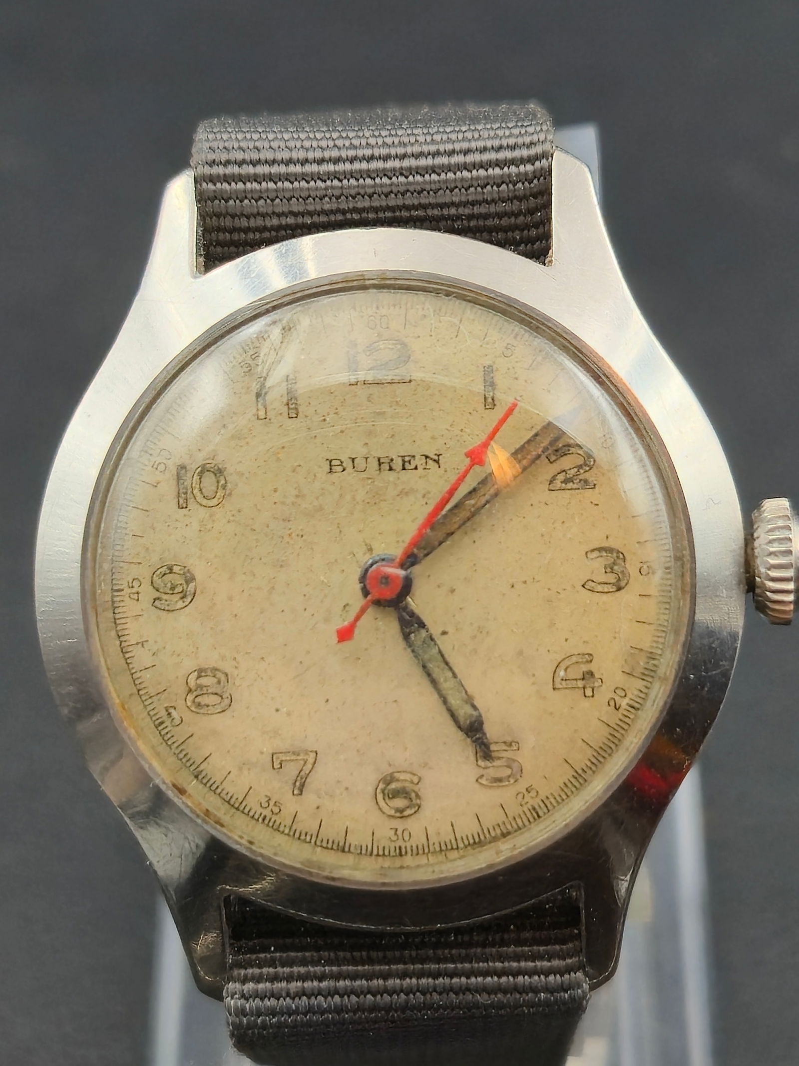 1950s Buren 17J Manual Wind Watch 32mm Stainless Steel Back (1 of 8)