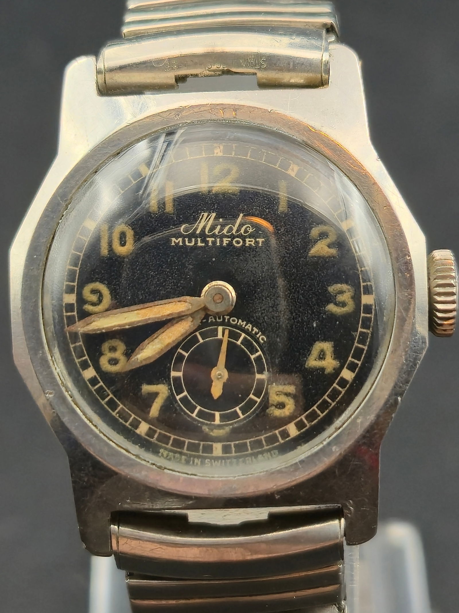 1940s Mido Multifort Automatic Subseconds Watch Black Dial 29mm Swiss (1 of 13)