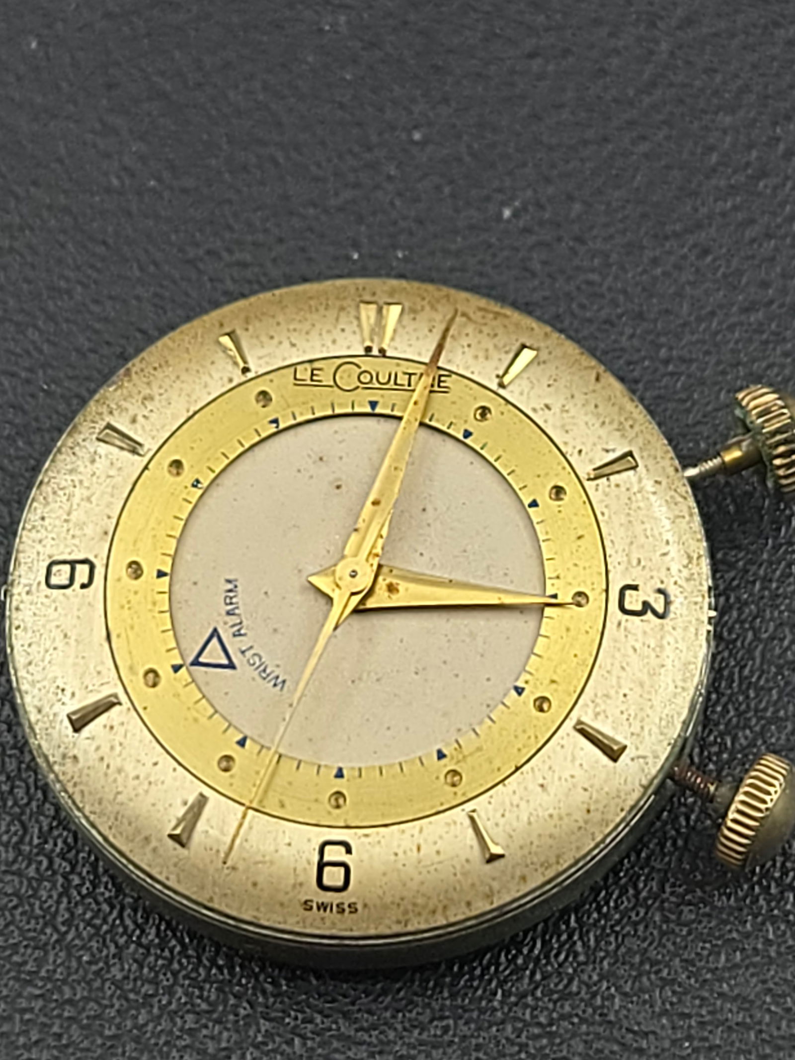 1950s LeCoultre Wrist Alarm Cal 814 17J Swiss Alarm Watch Head 29mm Running (1 of 9)