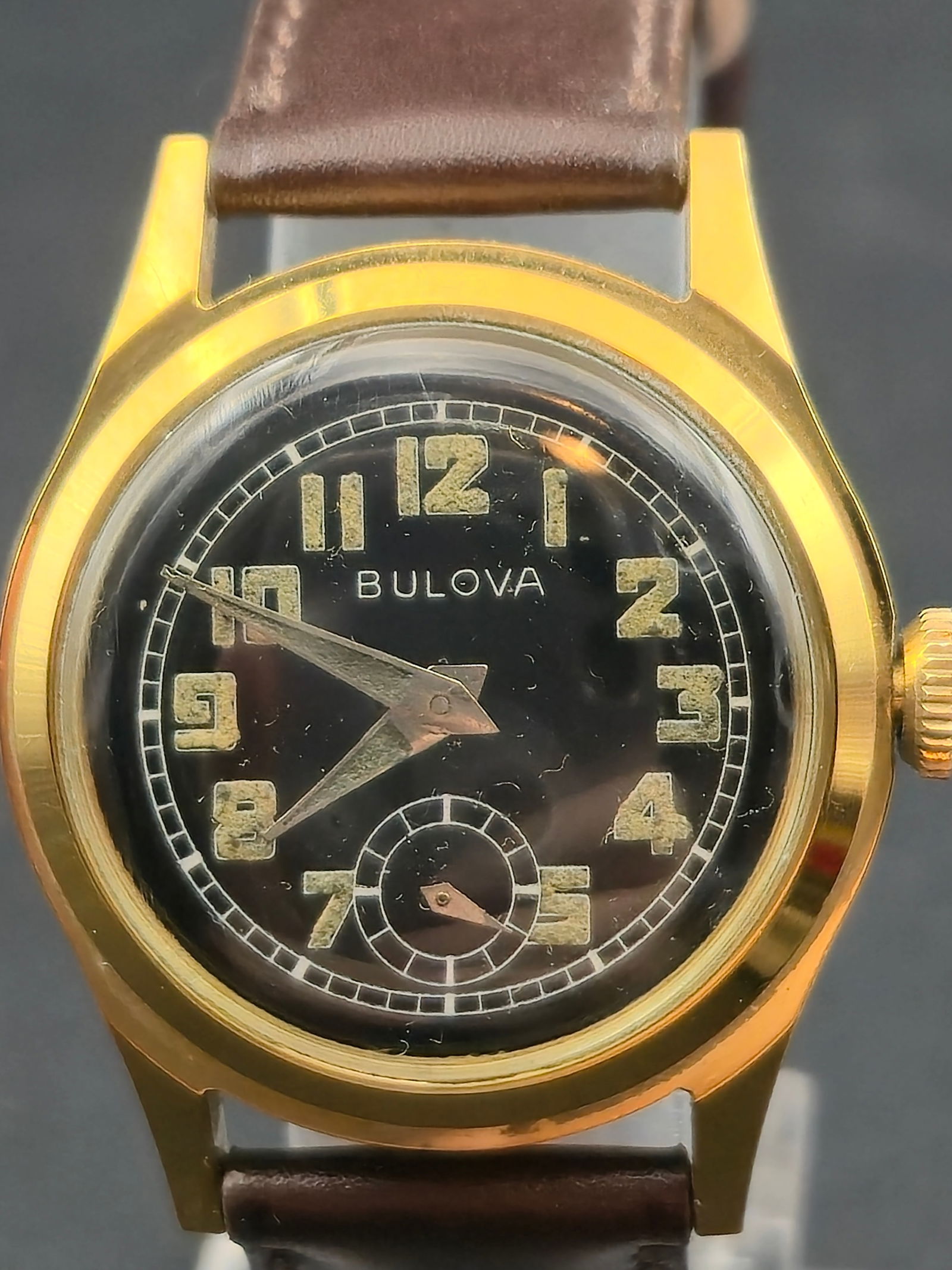 1930s–40s Bulova 10BE 17J Black Dial Small Seconds Military Style Watch 30mm Running (1 of 11)