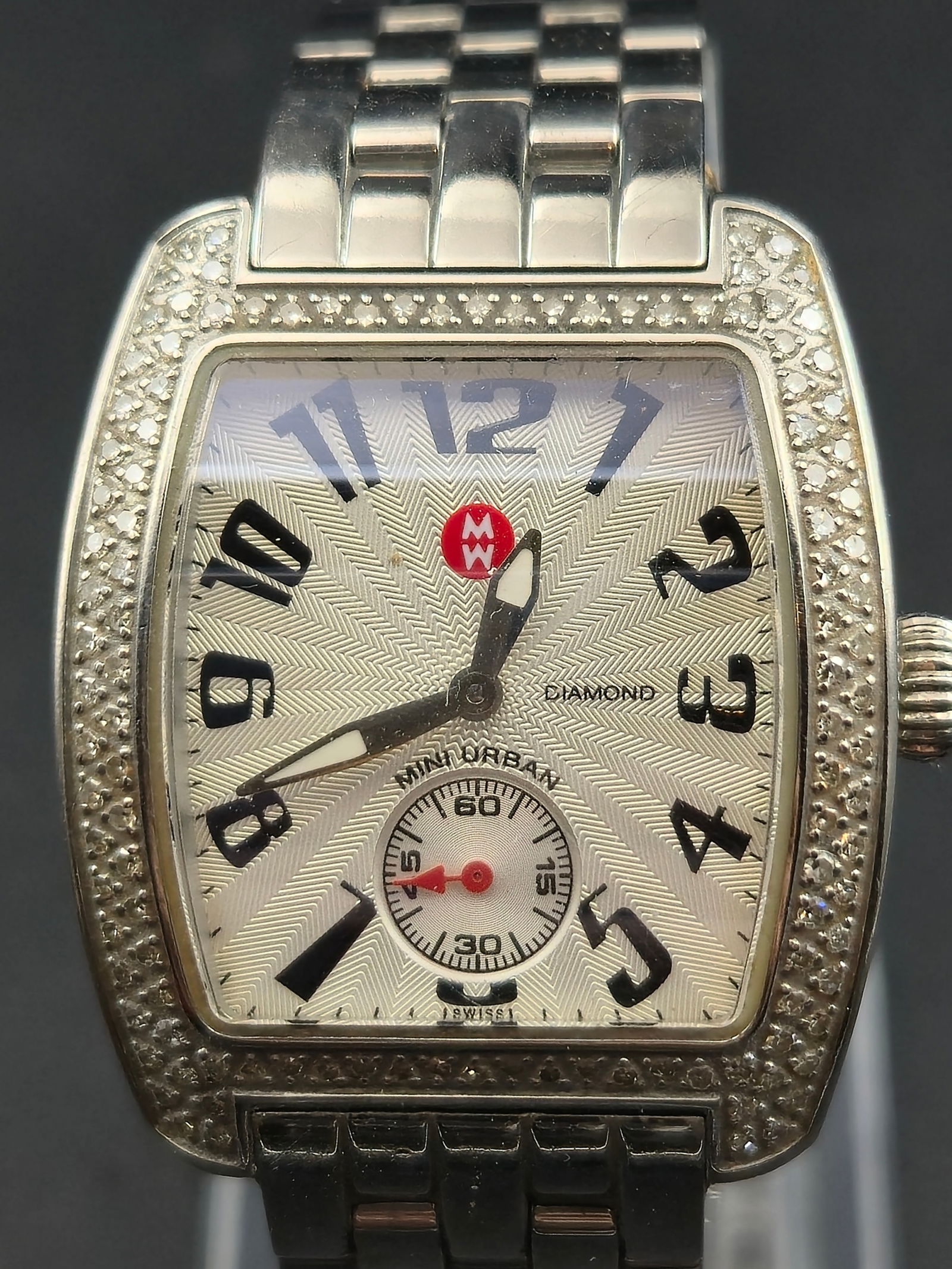 2000s Michele Mini Urban Diamond Watch MW02A01A2001L 0.65CTW Stainless Steel 29mm Running (1 of 11)