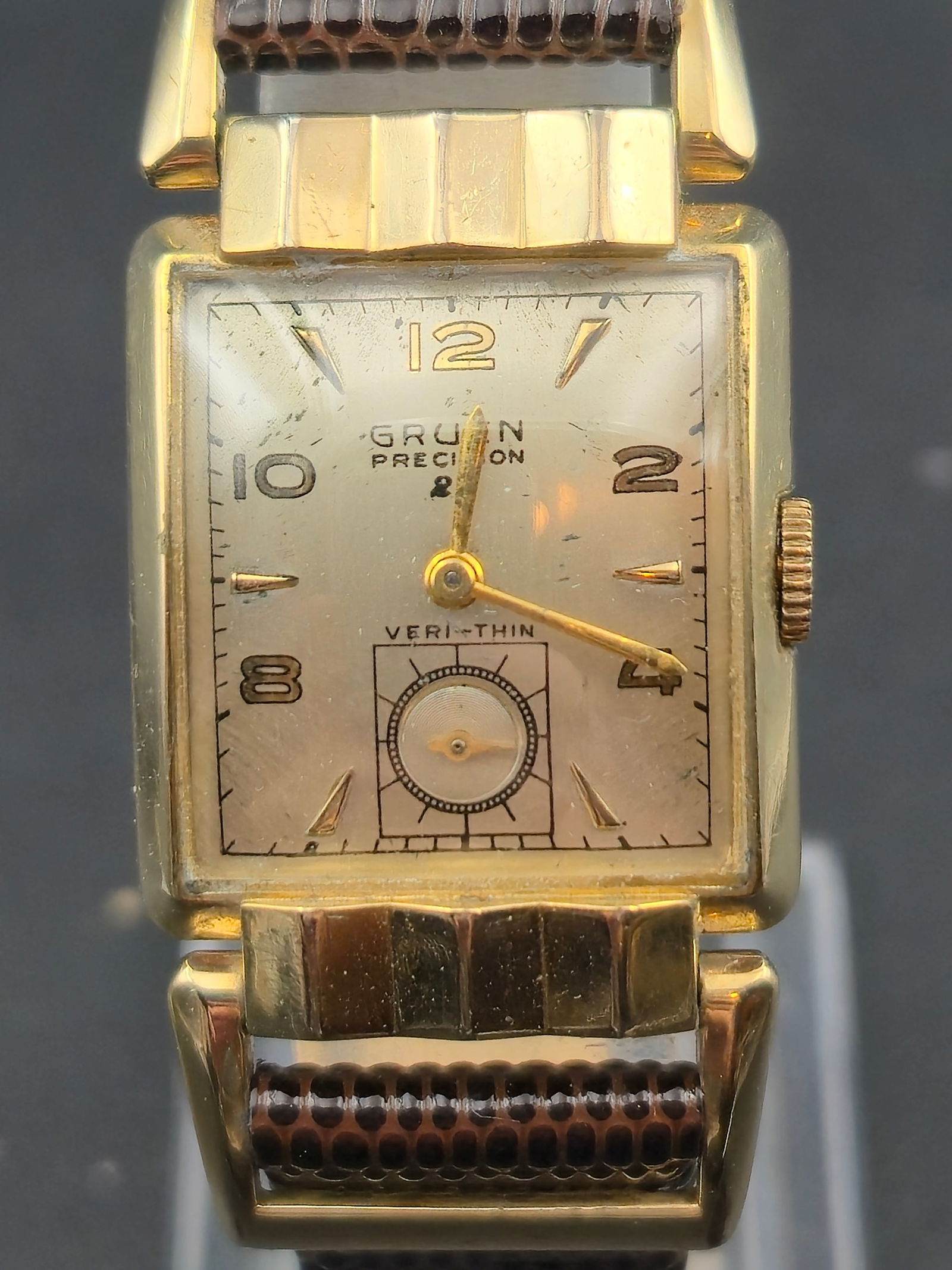 1940s Gruen Precision Veri-Thin 21J 10K GF Wadsworth Rectangular Watch 23.5mm Running (1 of 12)