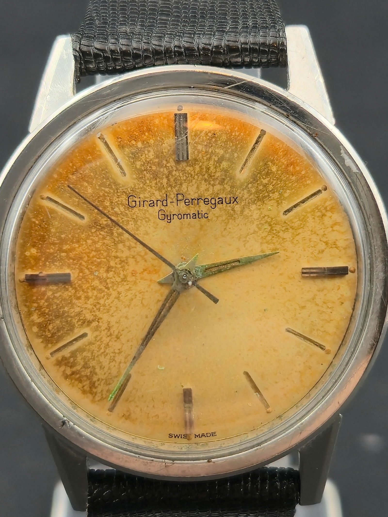 1960s Girard Perregaux Gyromatic Automatic 34mm Stainless Steel Swiss Watch Tropical Dial (1 of 11)
