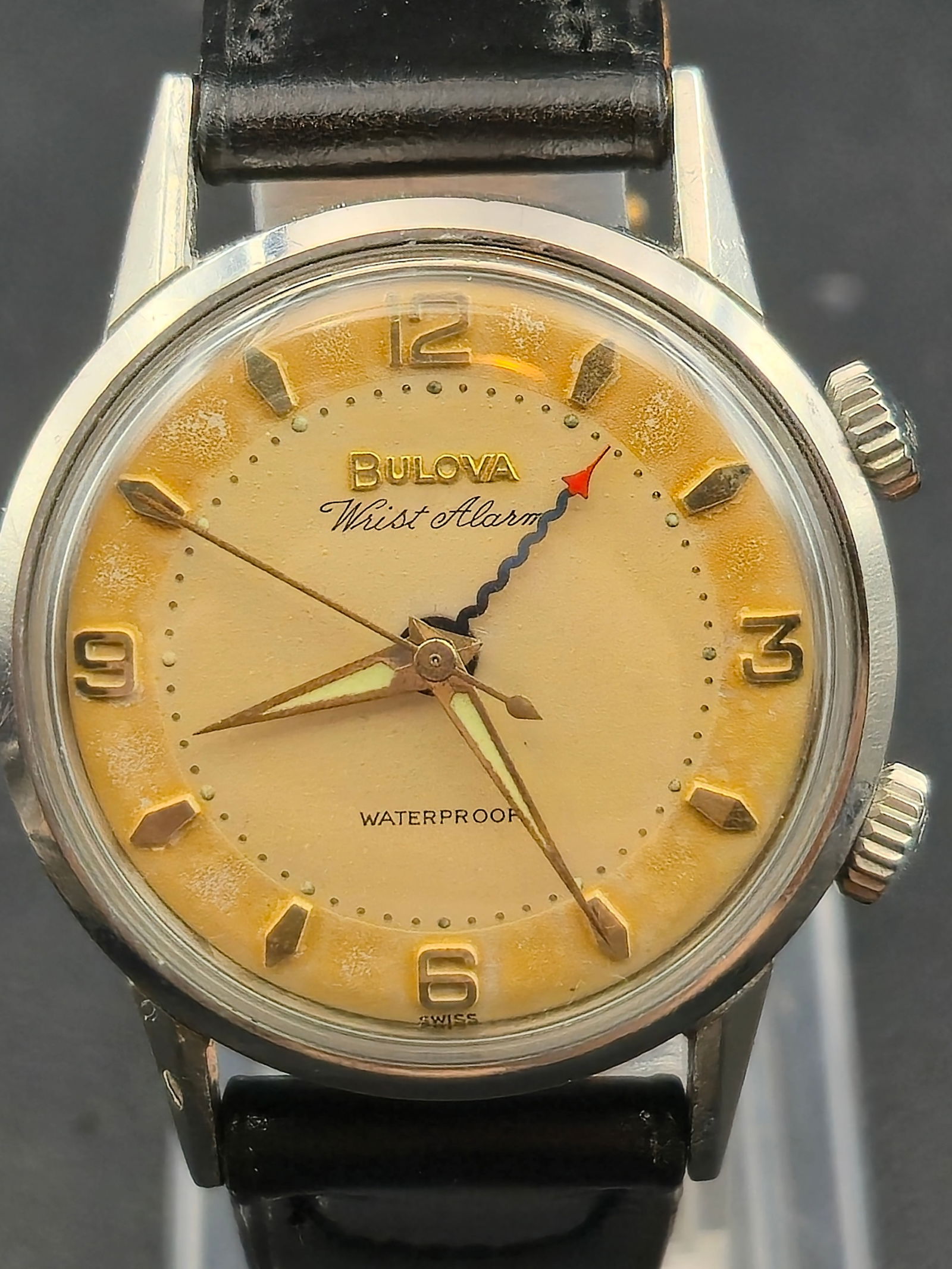 1960s Bulova Wrist Alarm Swiss 17J Dual Crown 34mm Stainless Steel Running Alarm (1 of 10)