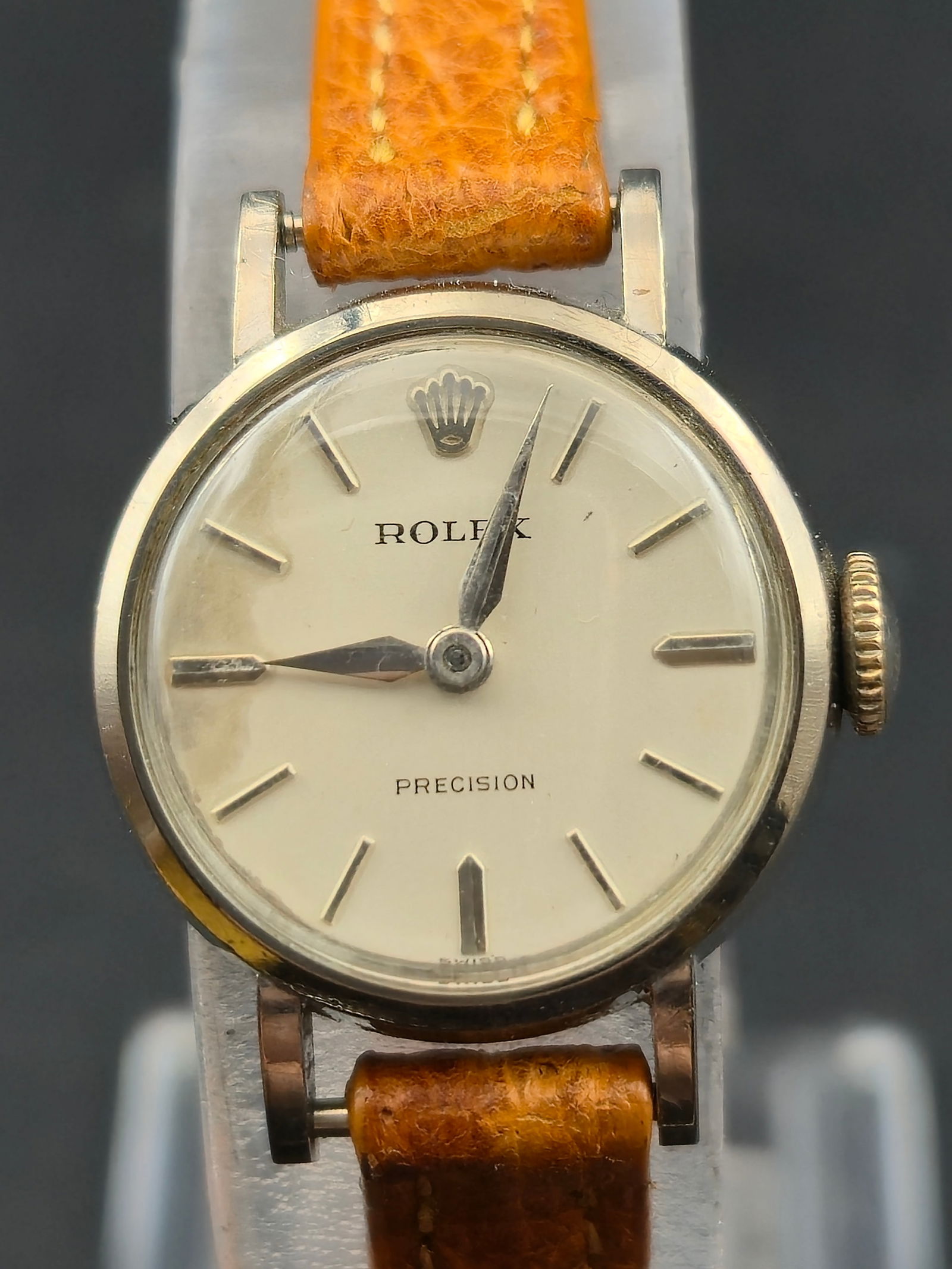 1950s Rolex Precision Ref 115 14K White Gold Ladies Watch 17J Manual Wind 19mm Running (1 of 10)