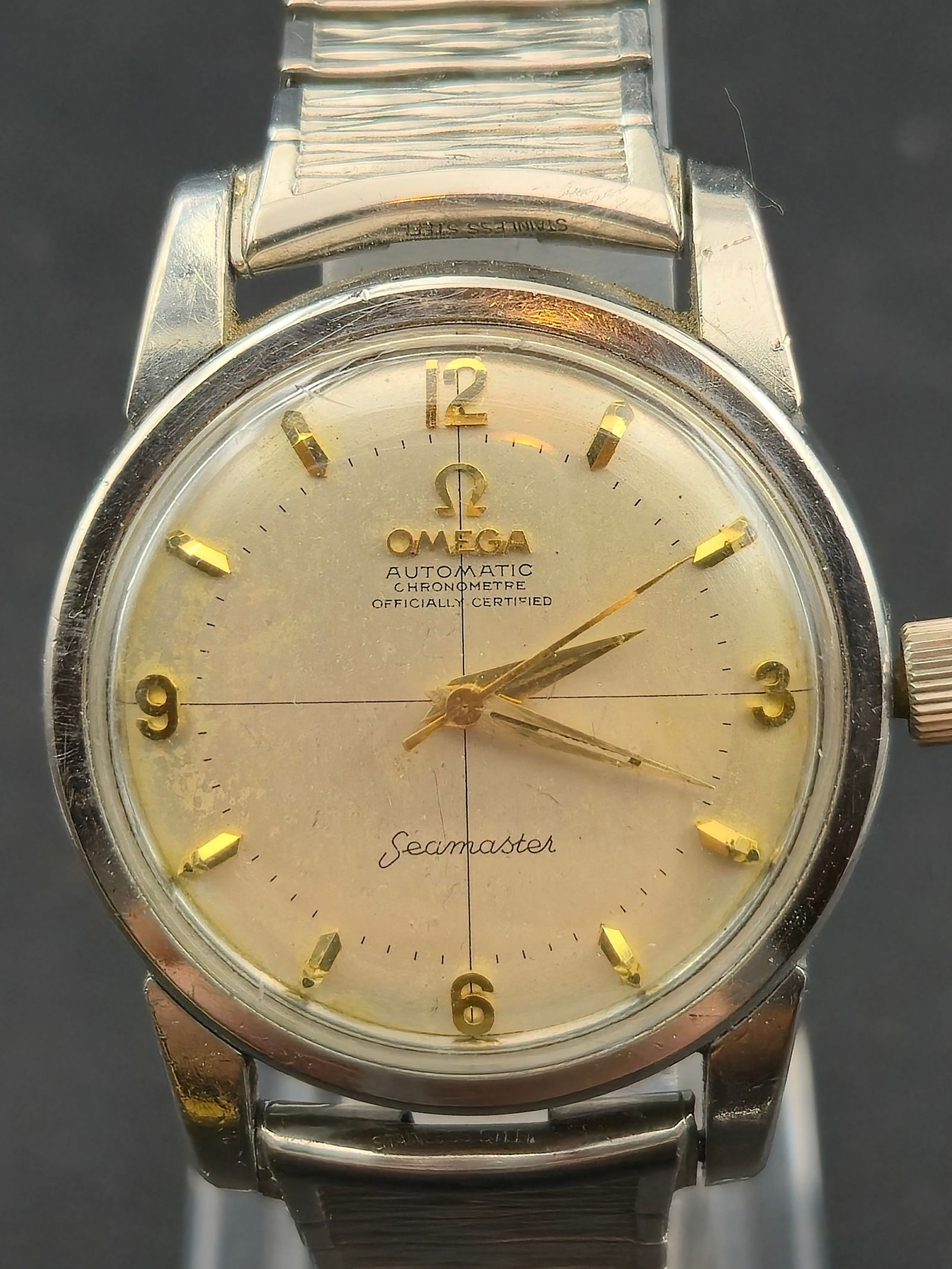 1950s Omega Seamaster Crosshair Chronometer Cal 354 Bumper Automatic 34mm Steel Ref 2767 5SC Running (1 of 12)