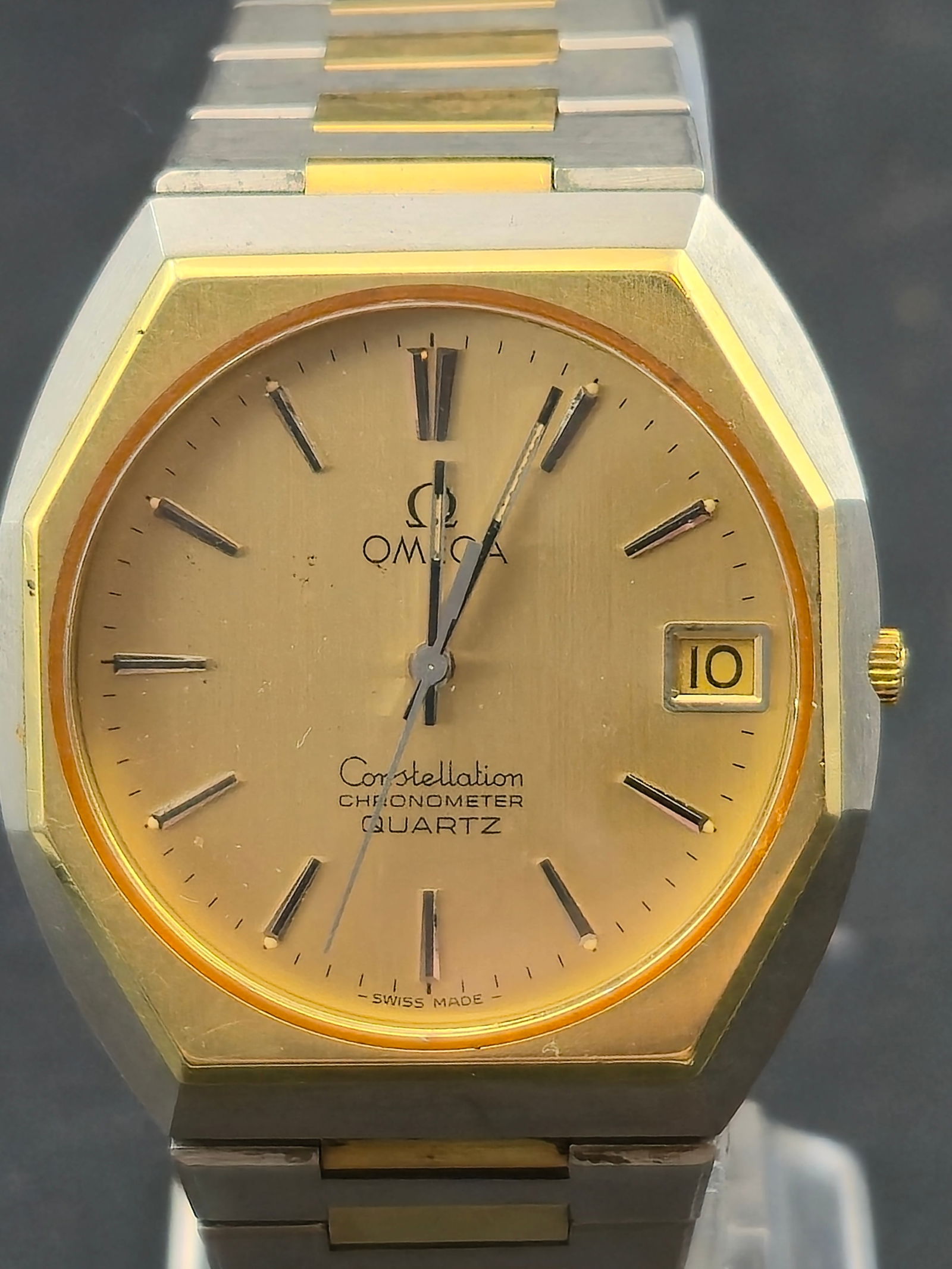 1980s Omega Constellation Chronometer Quartz Ref 198.0122 Two Tone Steel Gold 34mm Integrated Bracel (1 of 12)
