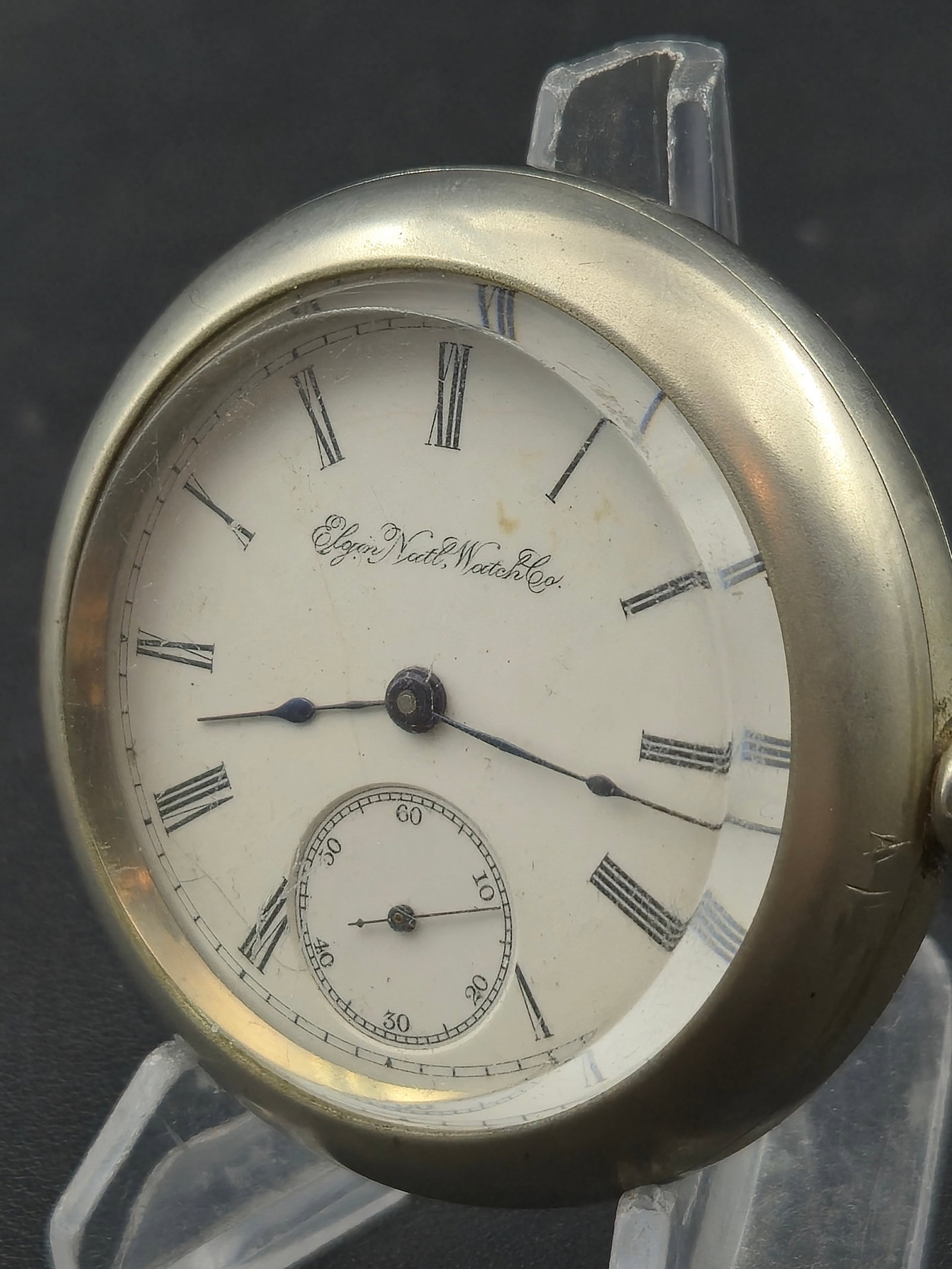 1899 Elgin Grade 207 Model 4 18s 7J Sidewinder Open Face Pocket Watch Scenic Silverode Case Running (1 of 10)