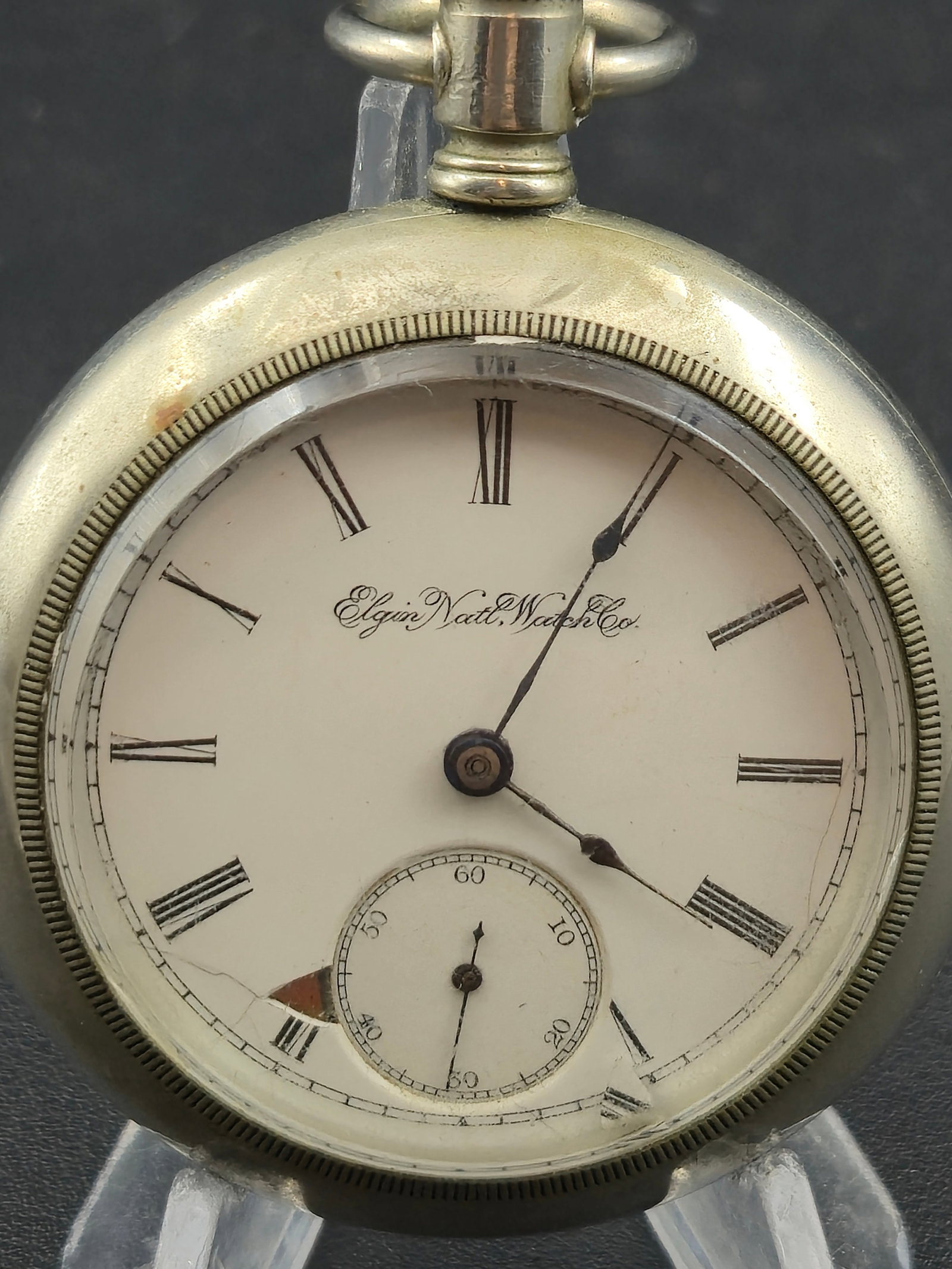 1893 Elgin Grade 73 Model 5 18s 7J Pocket Watch Silverode Case Engraved USS Maine Running (1 of 9)