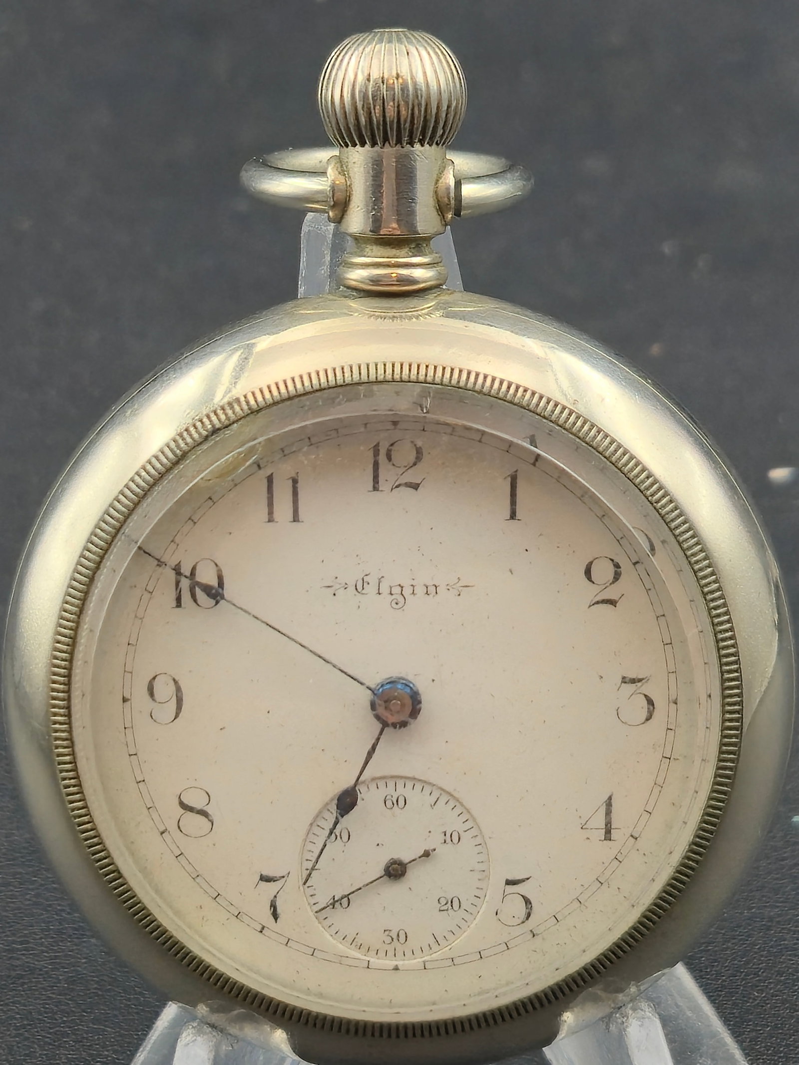 Title 1901 Elgin Grade 208 Model 5 18s 7J Pocket Watch Silverode Stag Case Running (1 of 10)