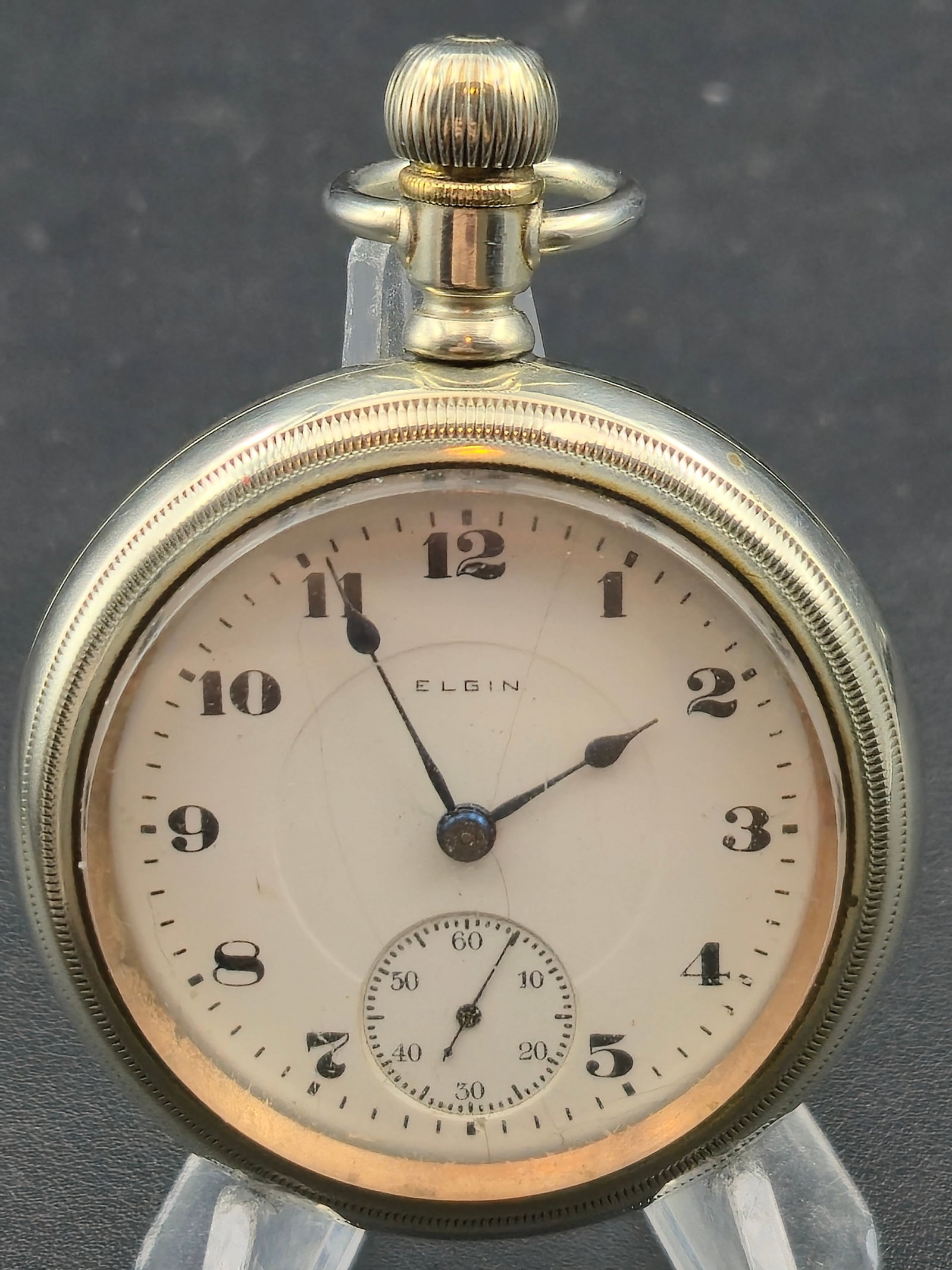 1918 Elgin Grade 336 Model 5 18s 17J Pocket Watch Gold Inlay Eagle Case Running (1 of 11)