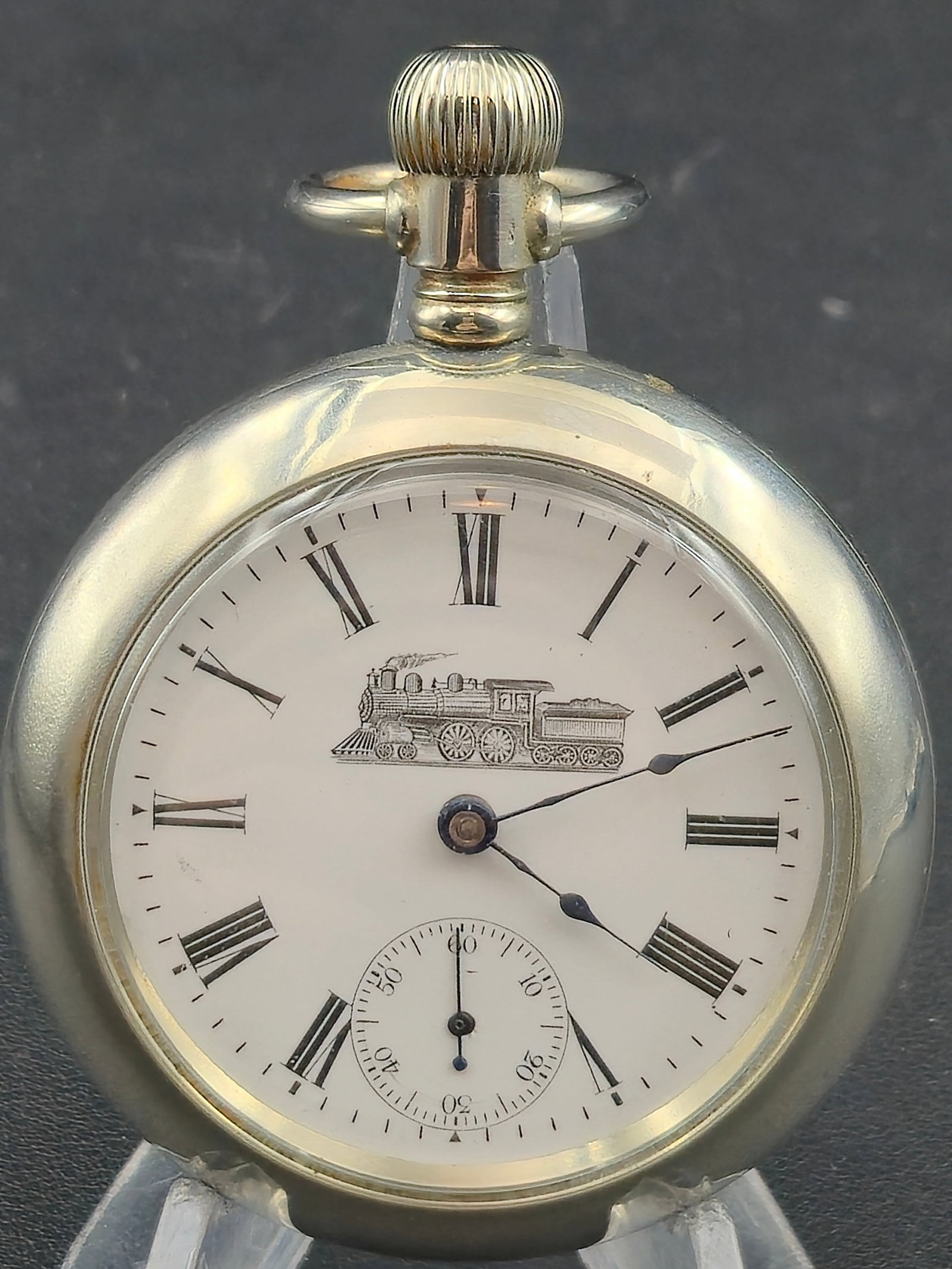 1907 New York Standard Grade 61 Model 9 18s 7J Pocket Watch Silverode Train Case Running (1 of 10)