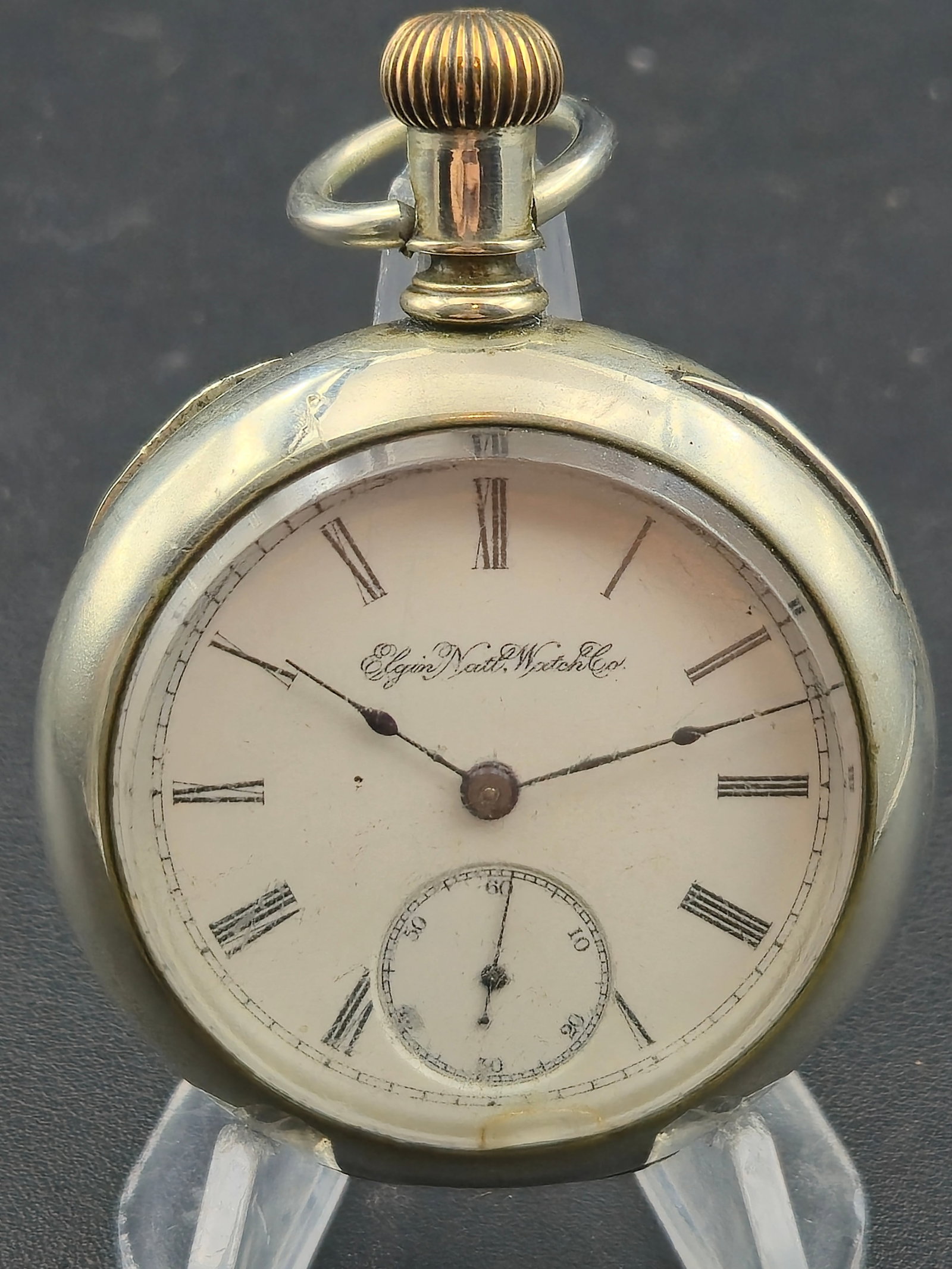 1895 Elgin Grade 73 Model 5 18s 7J Pocket Watch Serial 5639227 Silveroid Case Running (1 of 8)