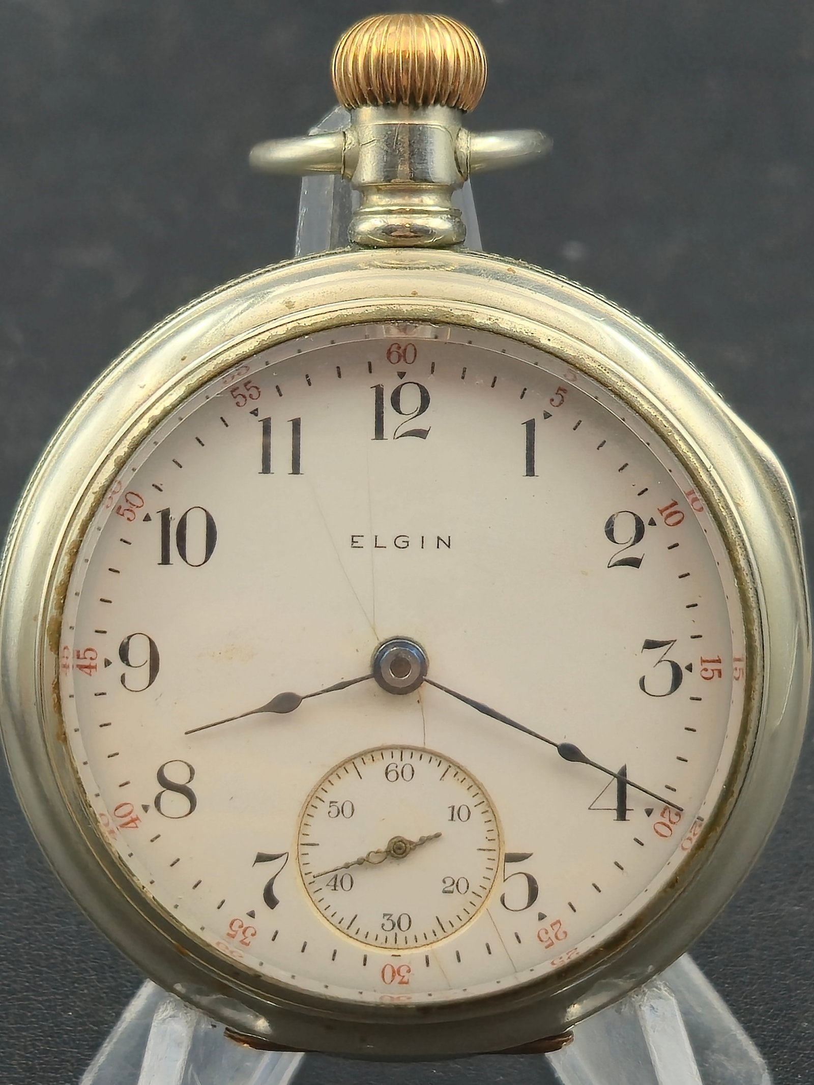 1899 Elgin Grade 73 Model 5 18s 7J Pocket Watch Serial 7605129 Silverode Case Running (1 of 8)