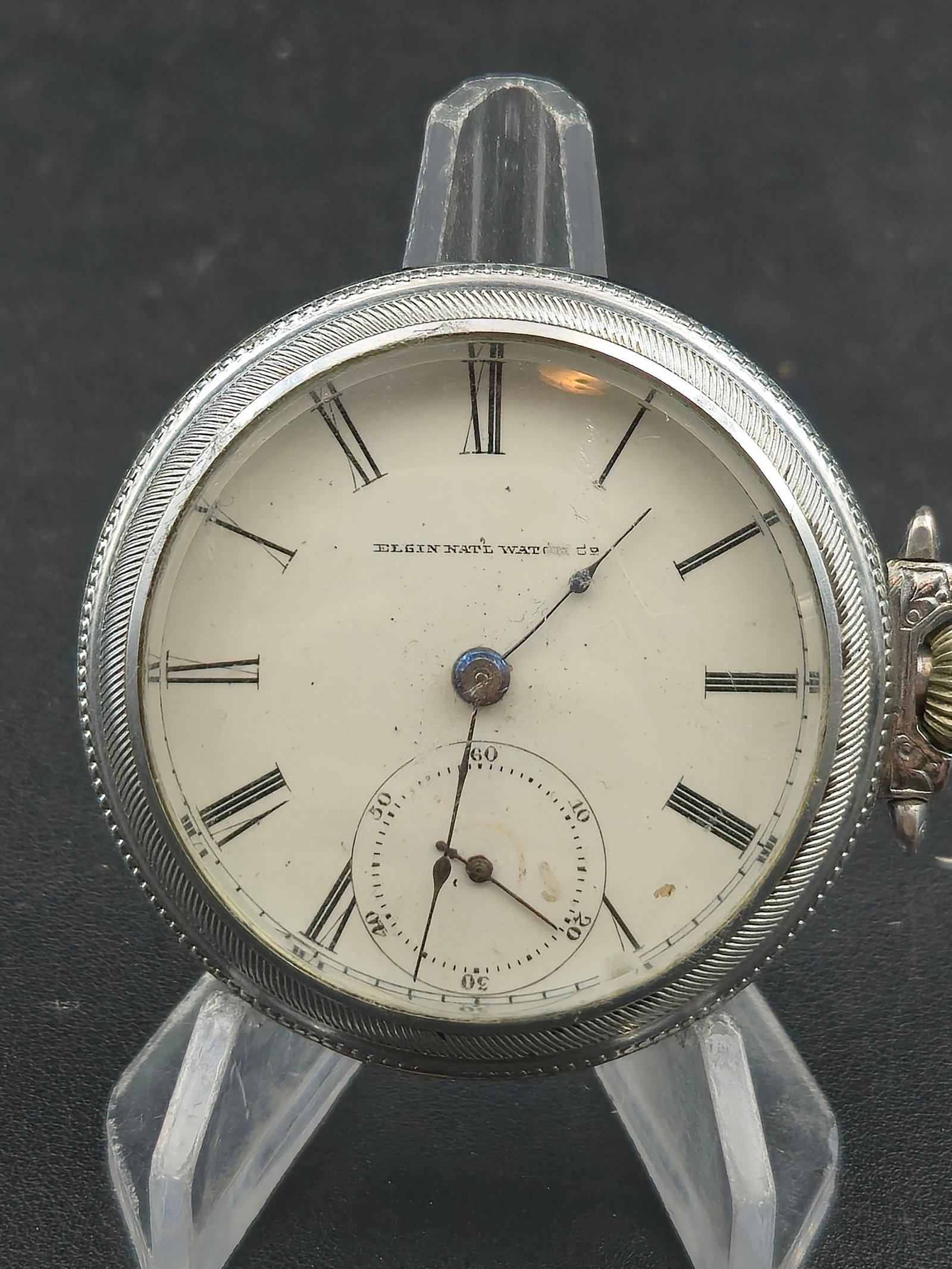 1881 Elgin Grade 6 Model 4 18s 7J Sidewinder Hunting Pocket Watch Train Case Running (1 of 9)