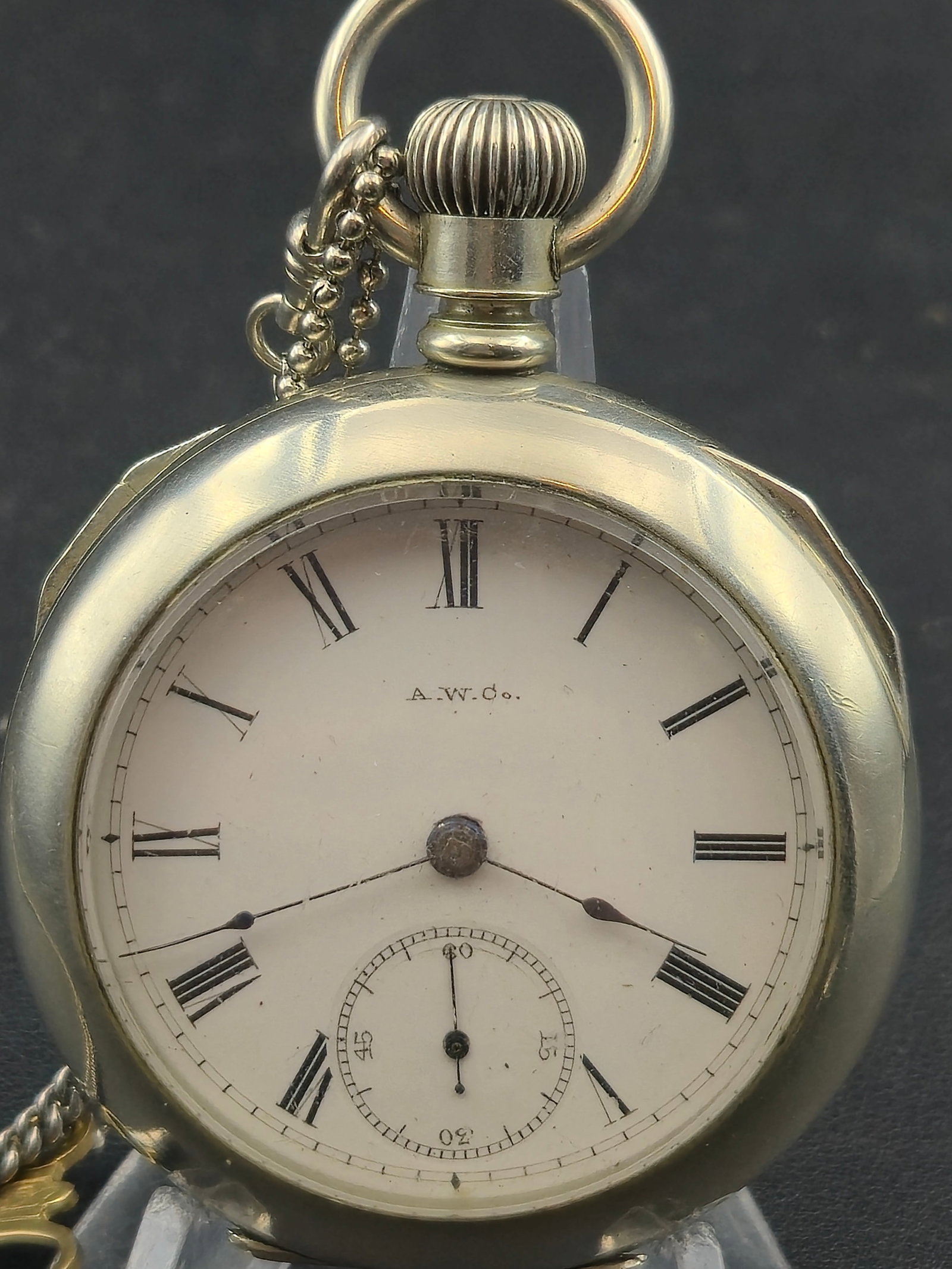 1887 Waltham Broadway Model 1877 18s 7J Key Wind Key Set Pocket Watch Dueber Silverine Case Running (1 of 7)