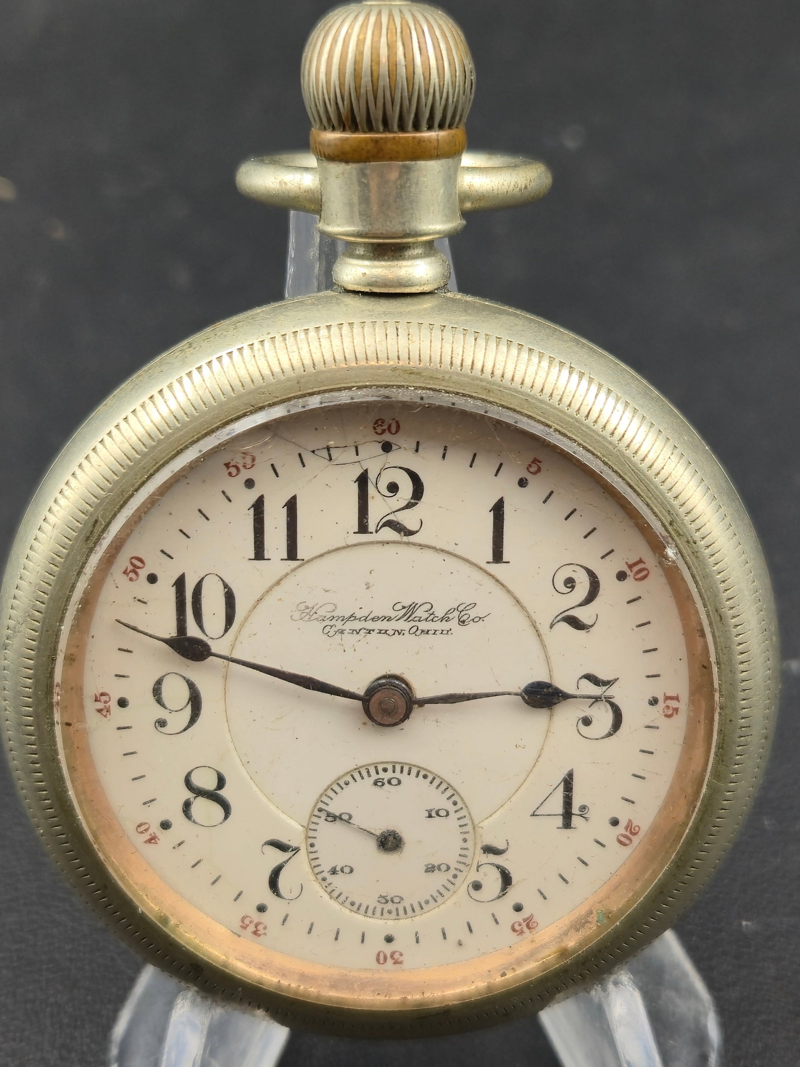 1914 Hampden Dueber Grand 18s 17J Railroad Pocket Watch Nickel Case (1 of 6)