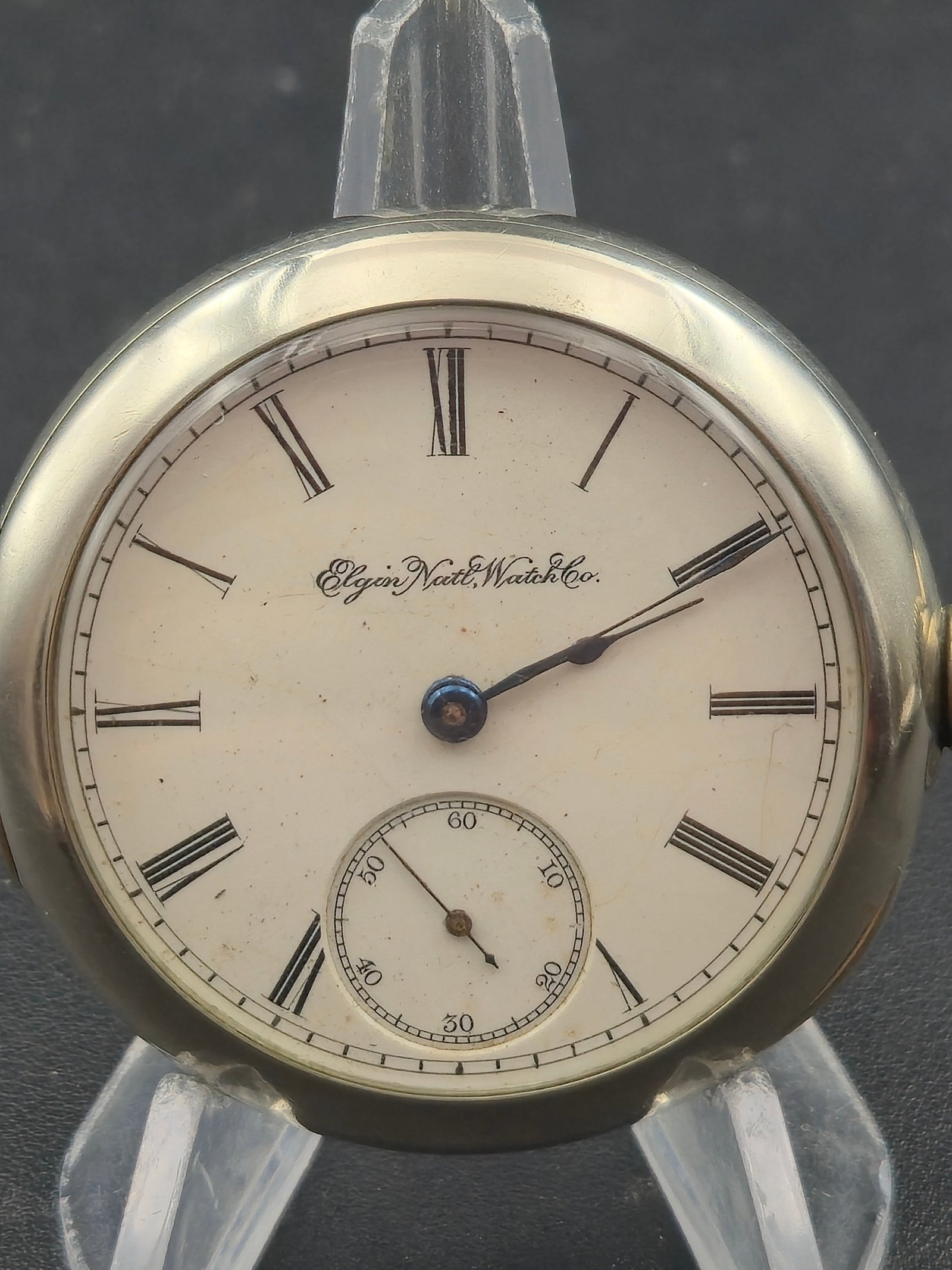 Elgin Grade 96 18s 7J 1889 Silveroid Sidewinder Pocket Watch Running (1 of 8)