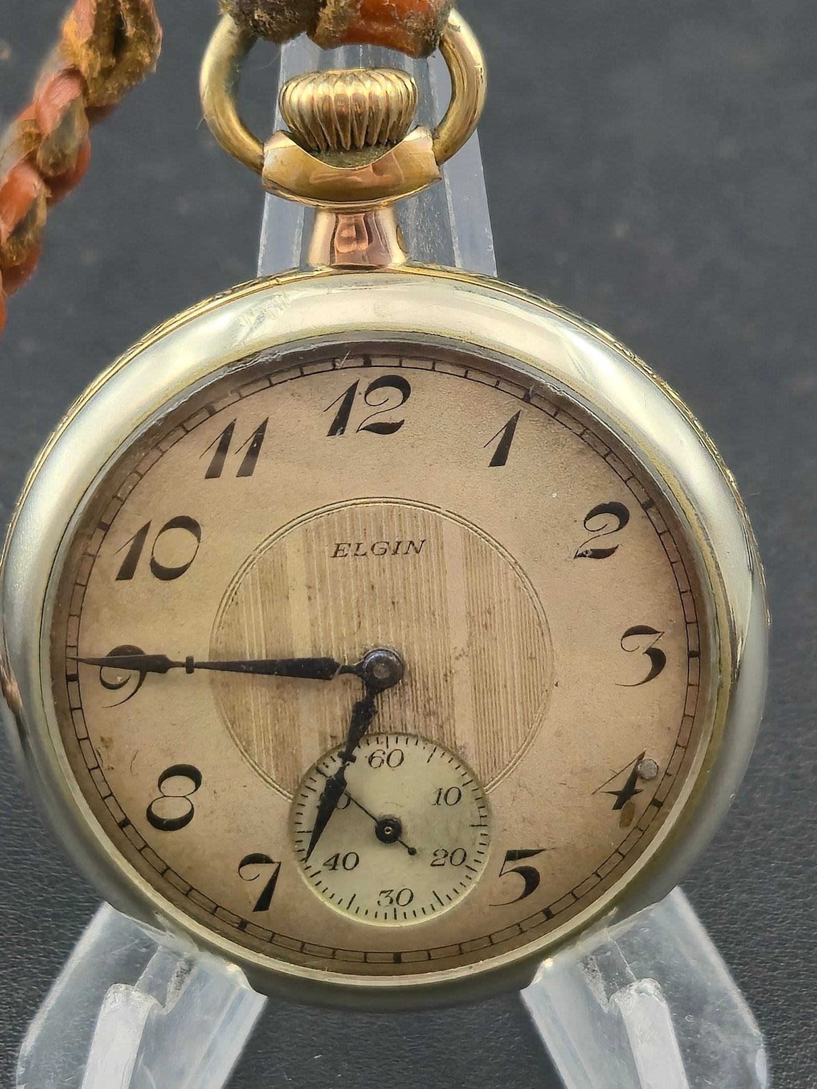 Elgin Grade 291 16s 7J 1924 Two Tone Gold Filled Case Pocket Watch Running: Vintage Elgin Natl. Watch Co. pocket watch, Grade 291, Model 7, produced circa 1924, with movement serial 26363868 confirmed by provided database images. Nickel 3/4 plate movement, 7 jewels, pendant s