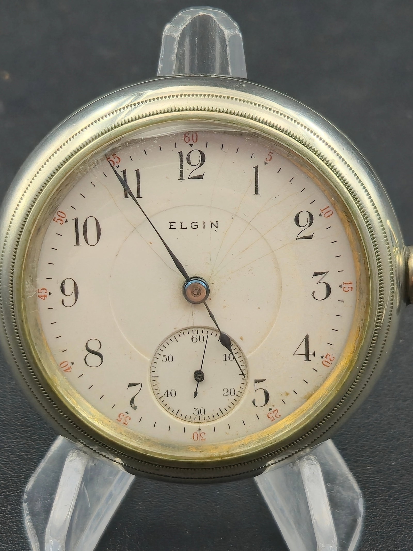 Elgin Grade 335 18s 17J 1908 Silveroid Hunting Sidewinder Pocket Watch Running (1 of 8)